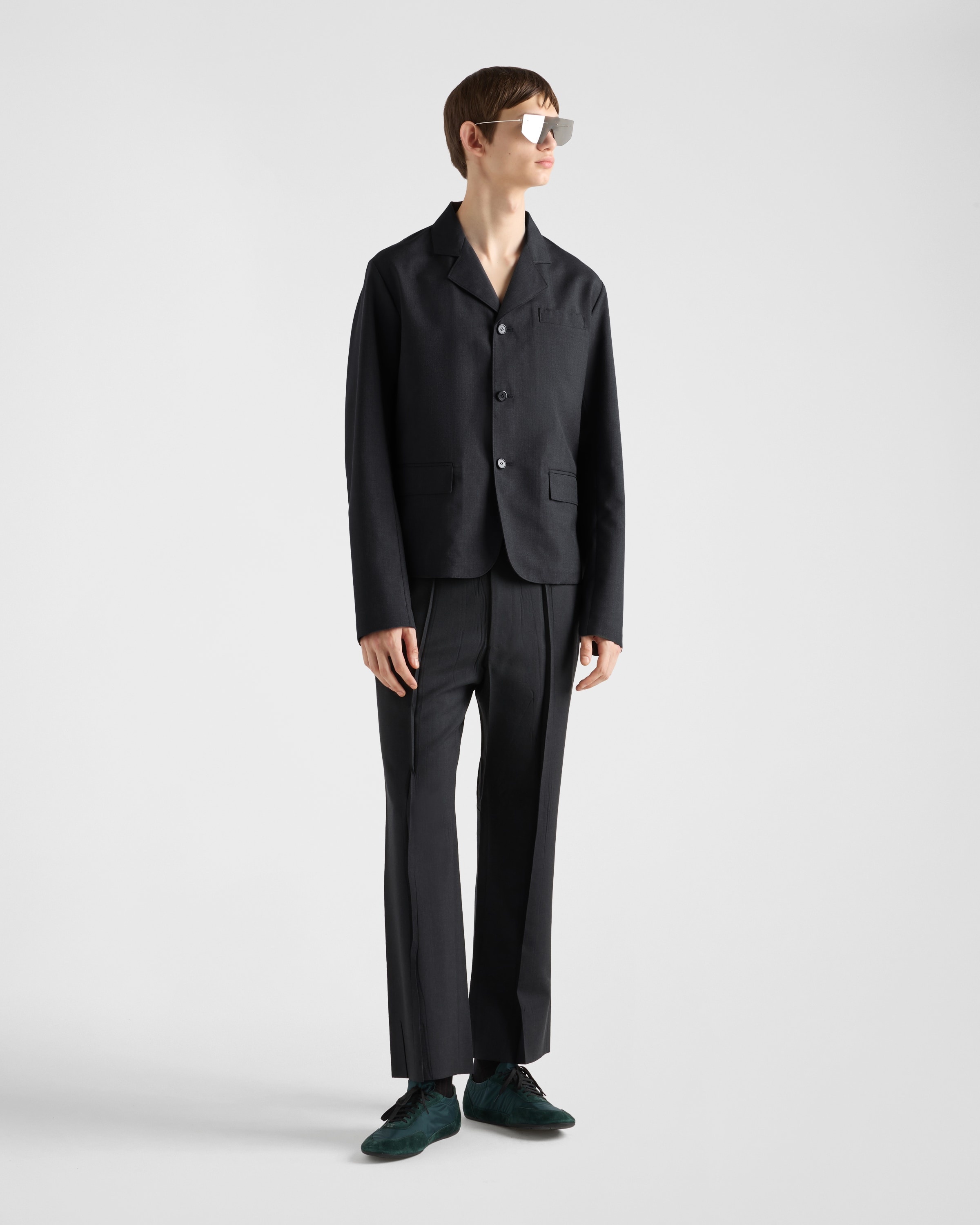 Single-breasted wool and silk jacket - 2