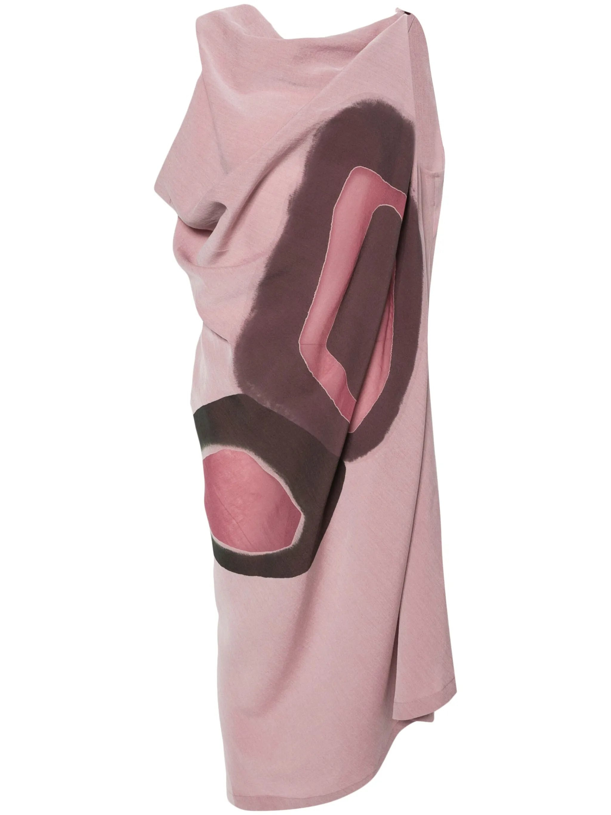 abstract-print asymmetric midi dress - 1