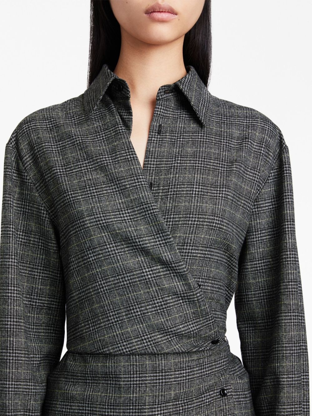 plaid suiting wrap dress - 5