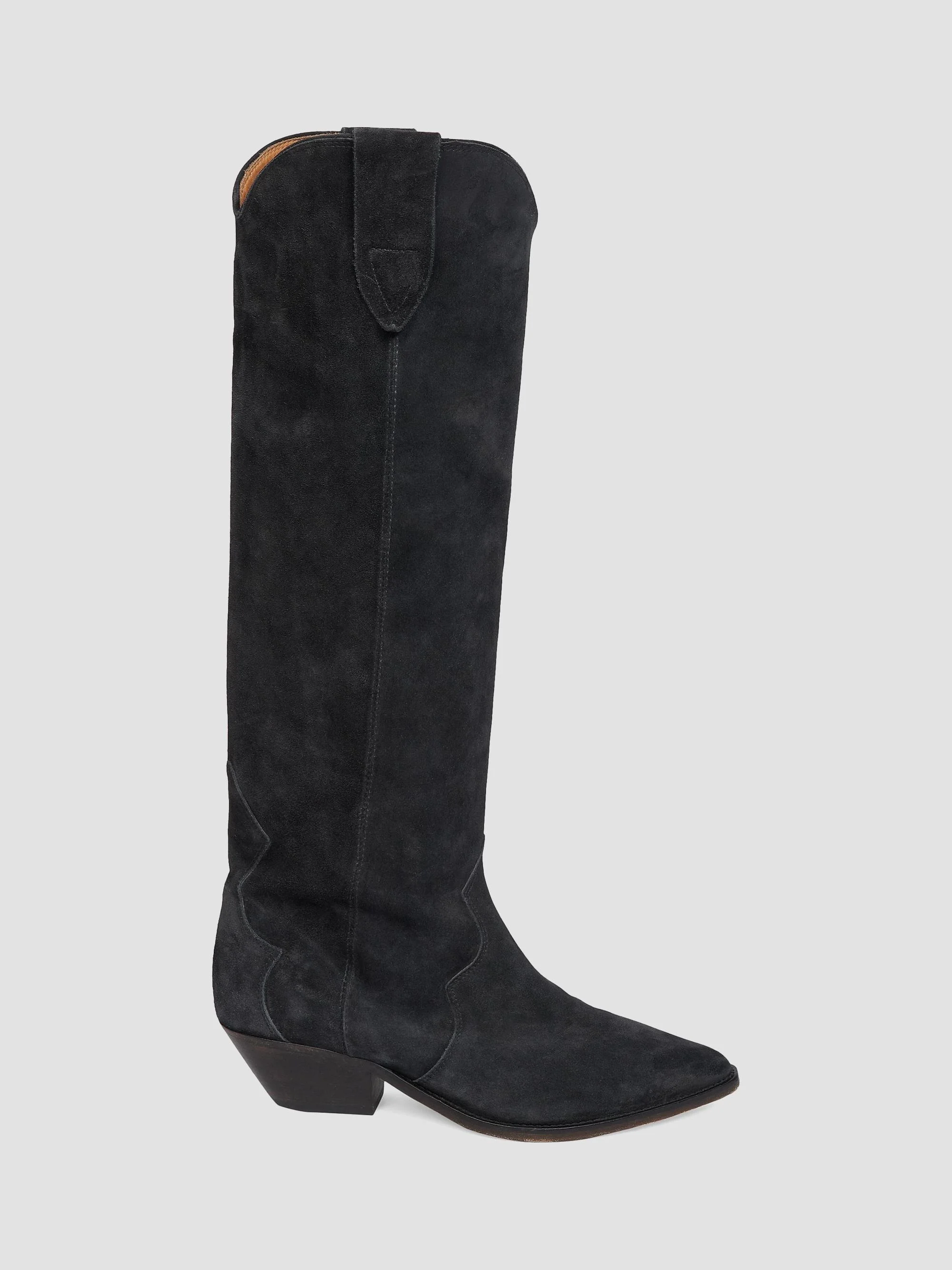 Women's Denvee 40MM Suede Tall Western Boots - Faded Black - 1