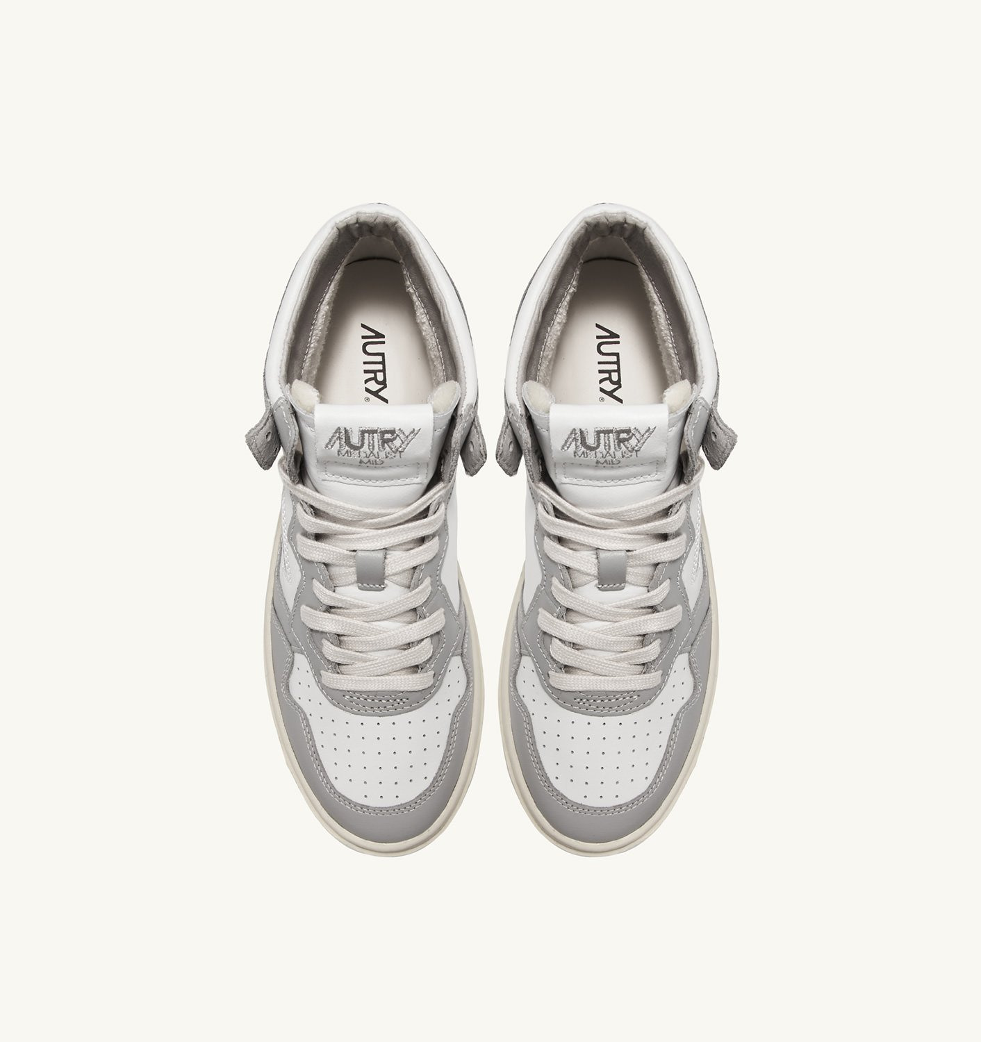 MEDALIST MID BICOLOR SNEAKERS IN WHITE AND VAPOR LEATHER - 5