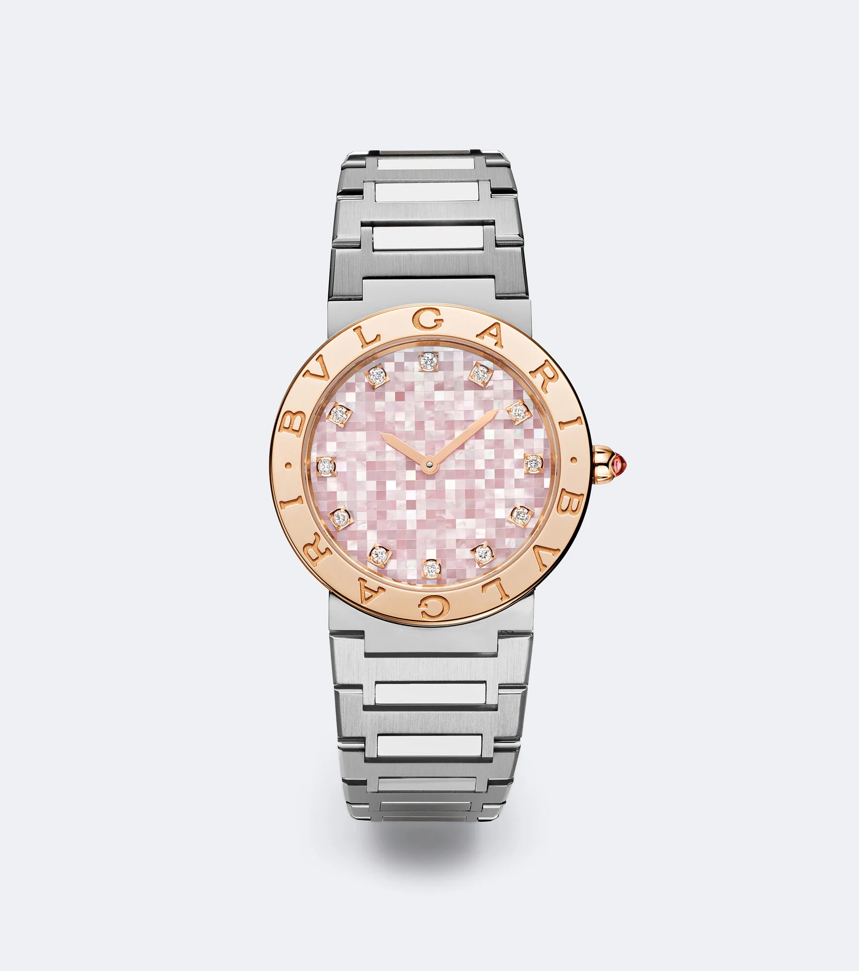 Bvlgari Bvlgari embellished 18kt rose gold and stainless steel watch - 1