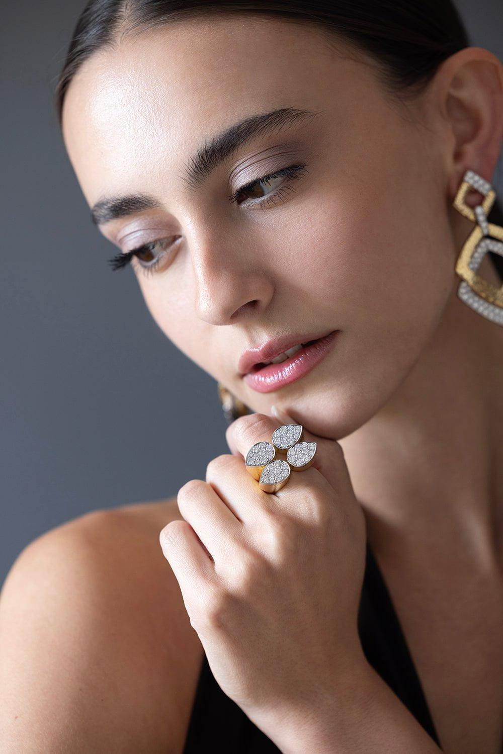 Quadrant Diamond Pear Ring - 3