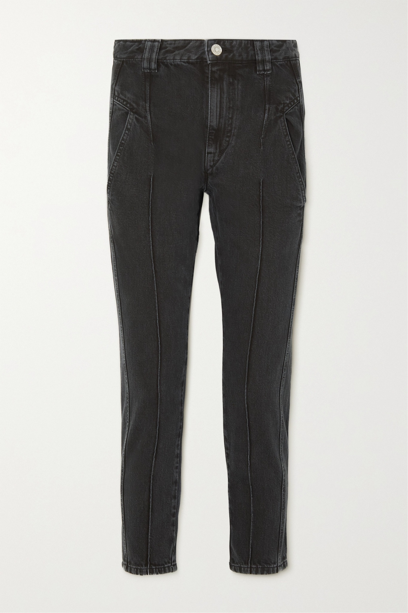 Tilly cropped paneled high-rise slim-leg jeans - 1