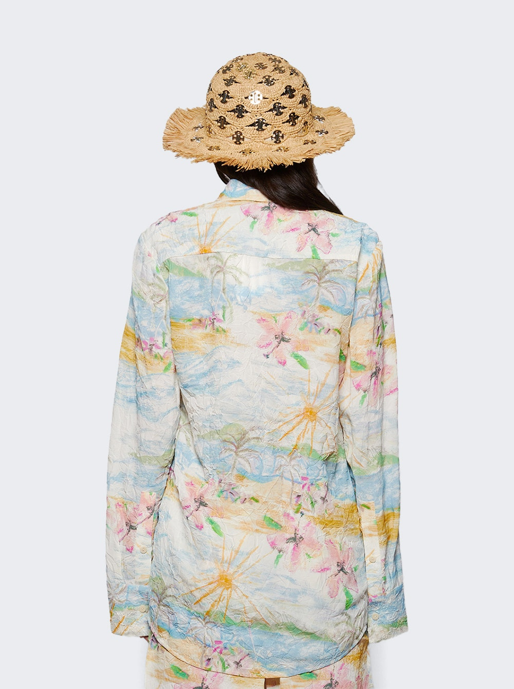 Crimped Bahia Shirt Hibiscus Print - 4