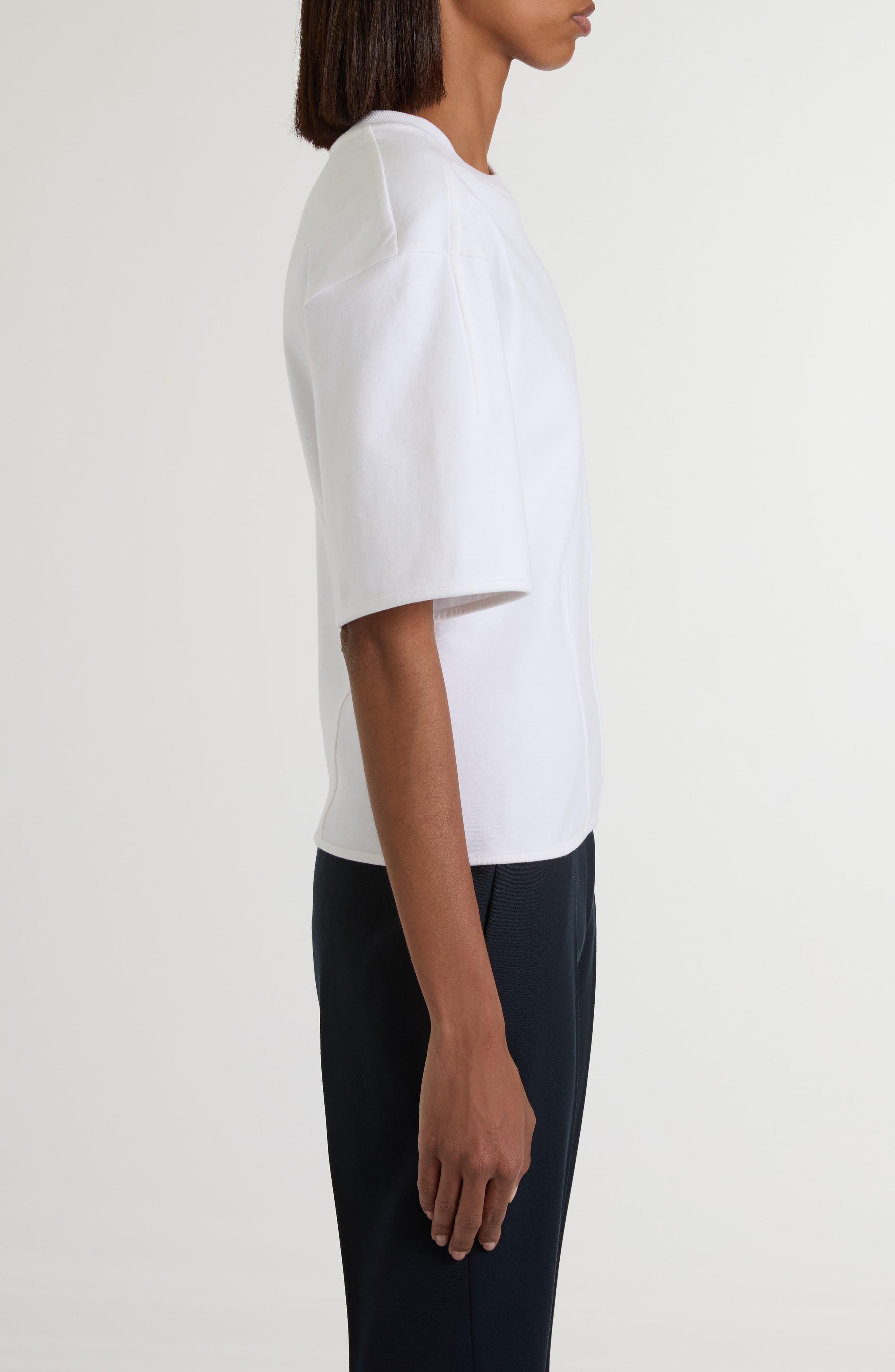 McQueen Corset Detail T-Shirt in Optical White at Nordstrom - 4