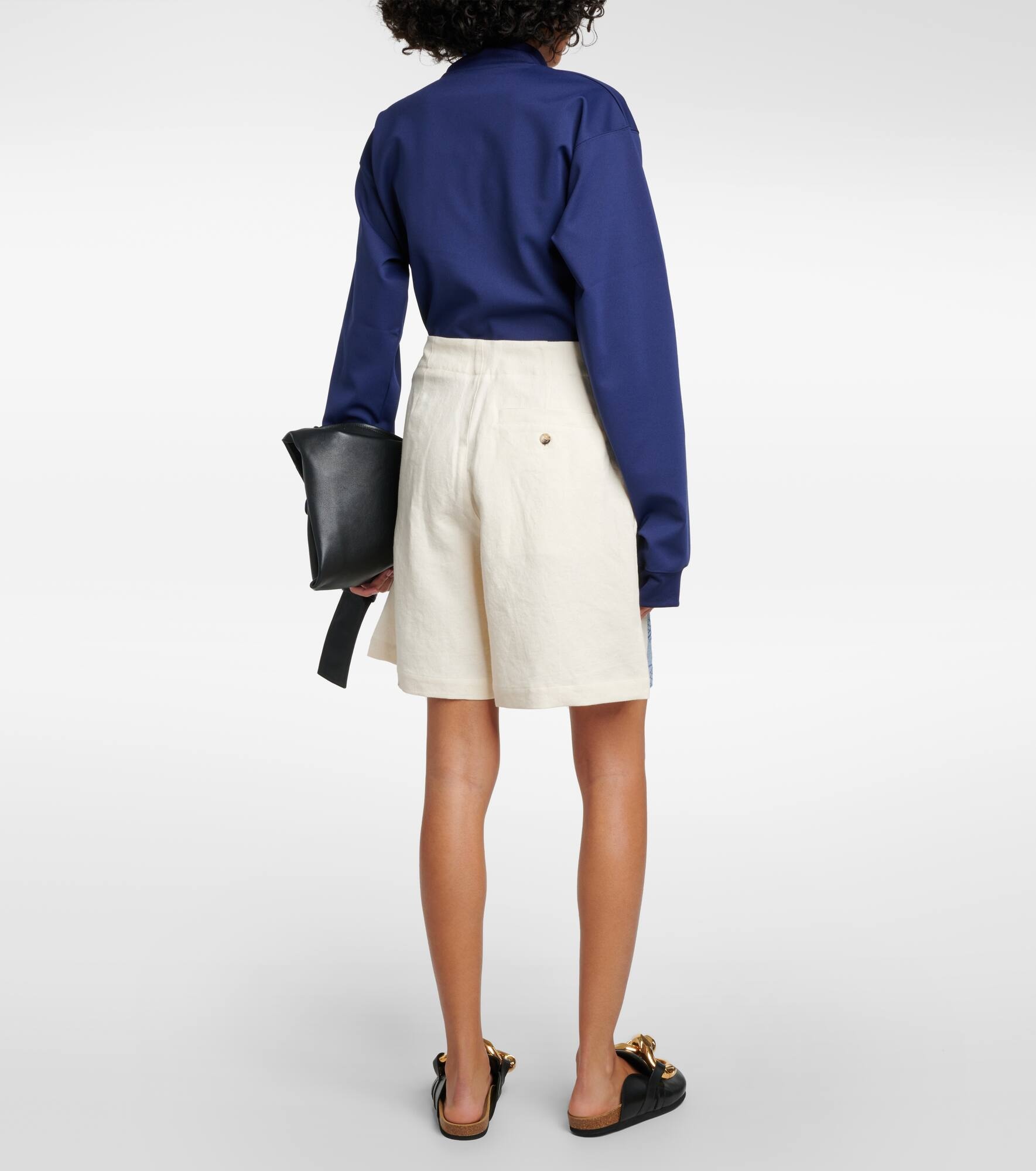 High-rise cotton and linen shorts - 3