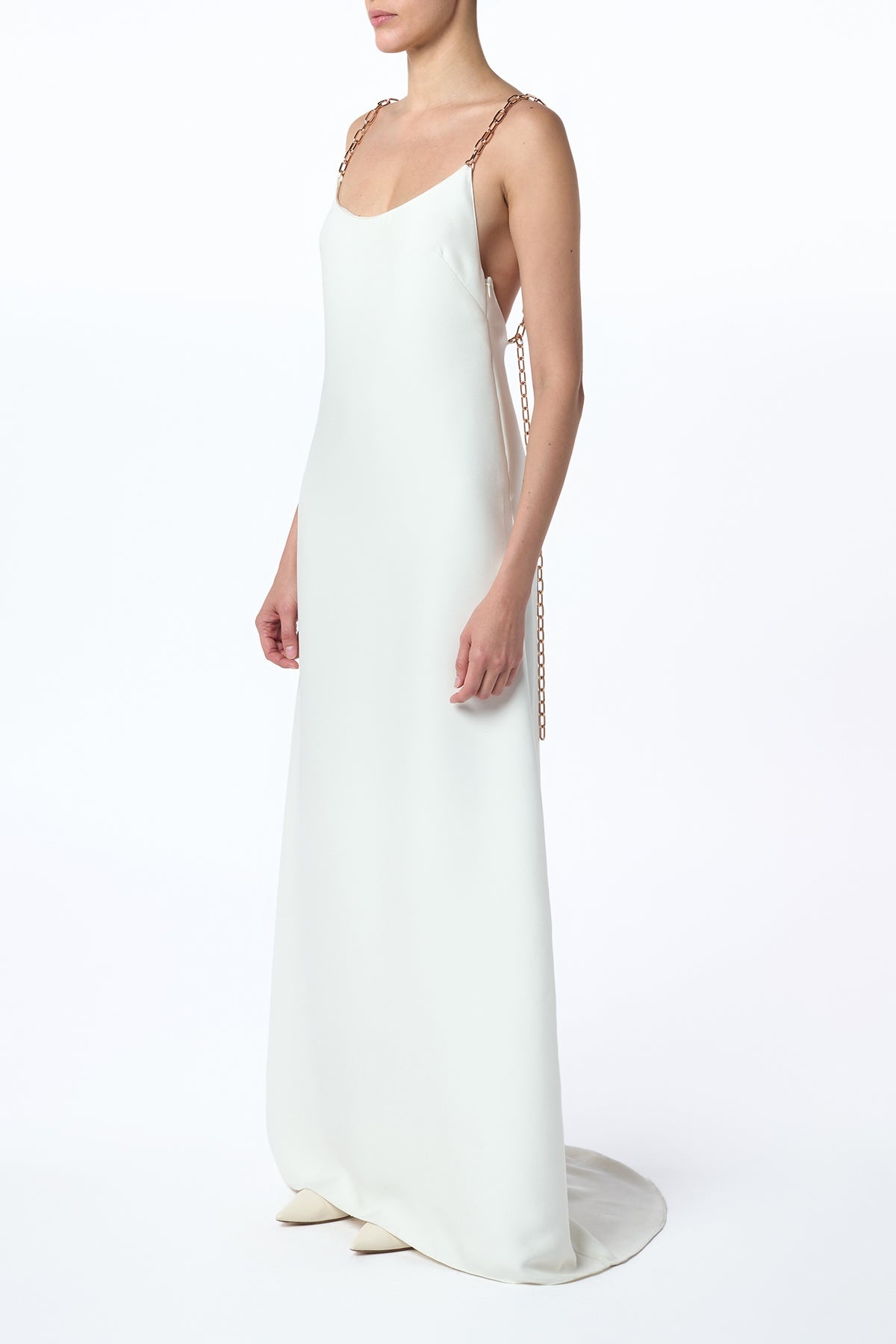Indigo Chain Maxi Dress in Ivory Silk - 4