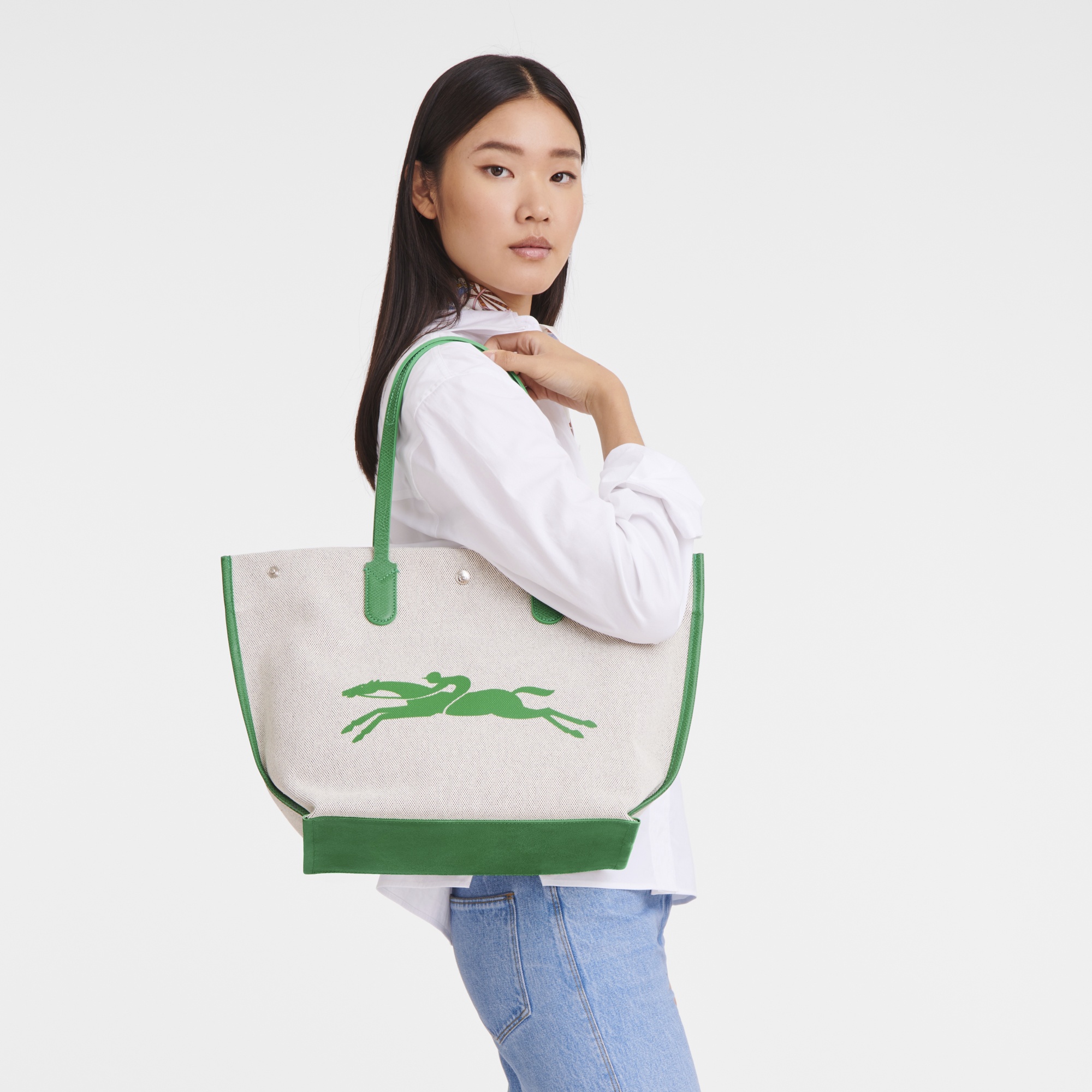 【Longchamp】ESSENTIAL L TOTE BAG コットンキャンバス 3色 Essential L Tote bag Ecru - Canvas | Longchamp US