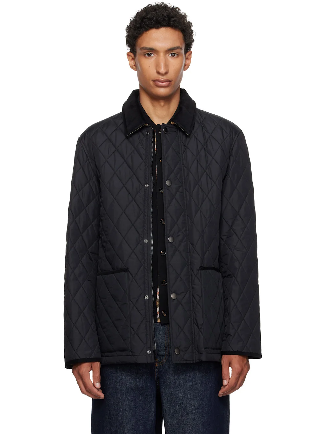 Black Quilted Nylon Haddington Jacket - 1