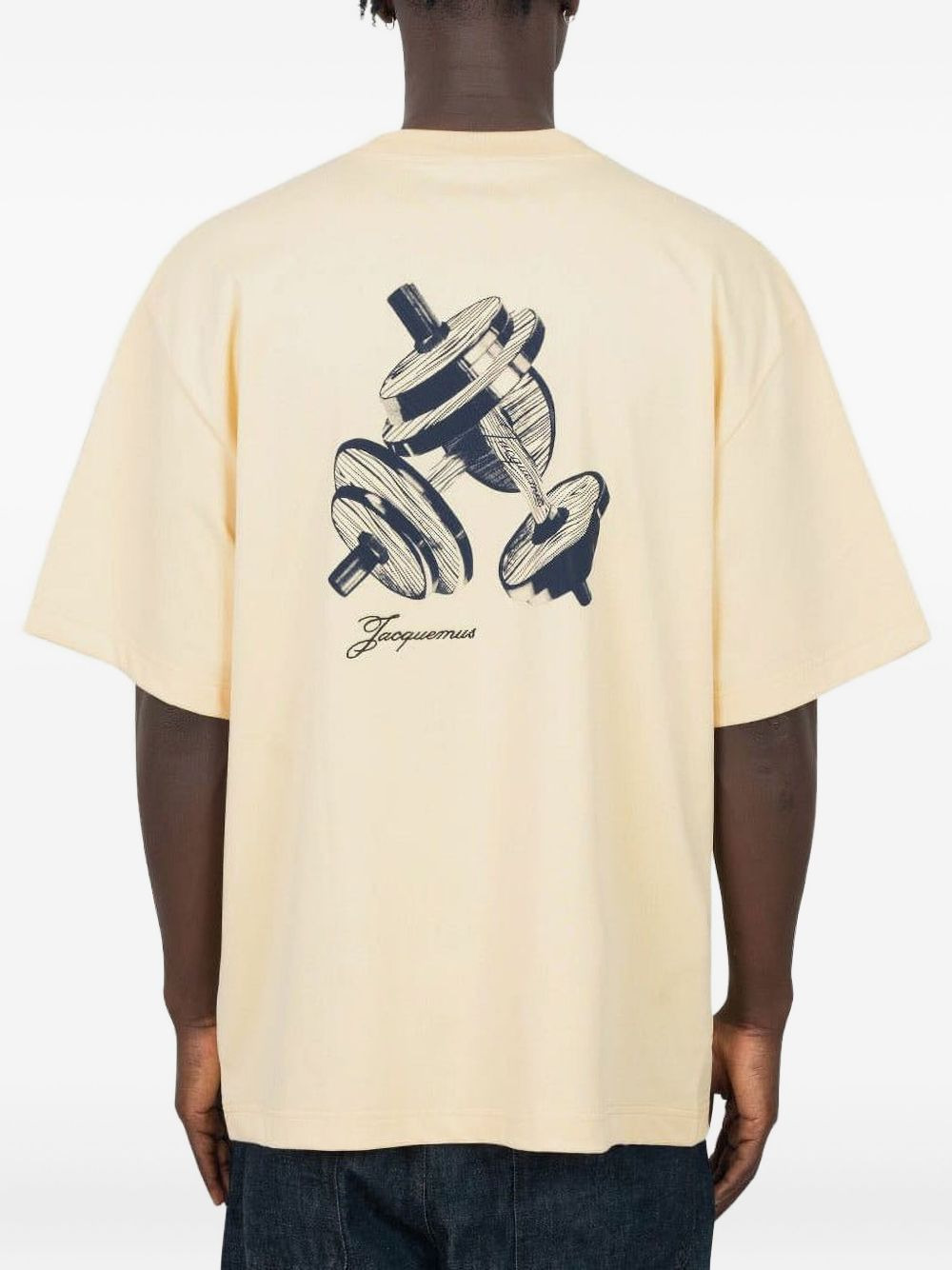 dumbbell-print cotton t-shirt - 3