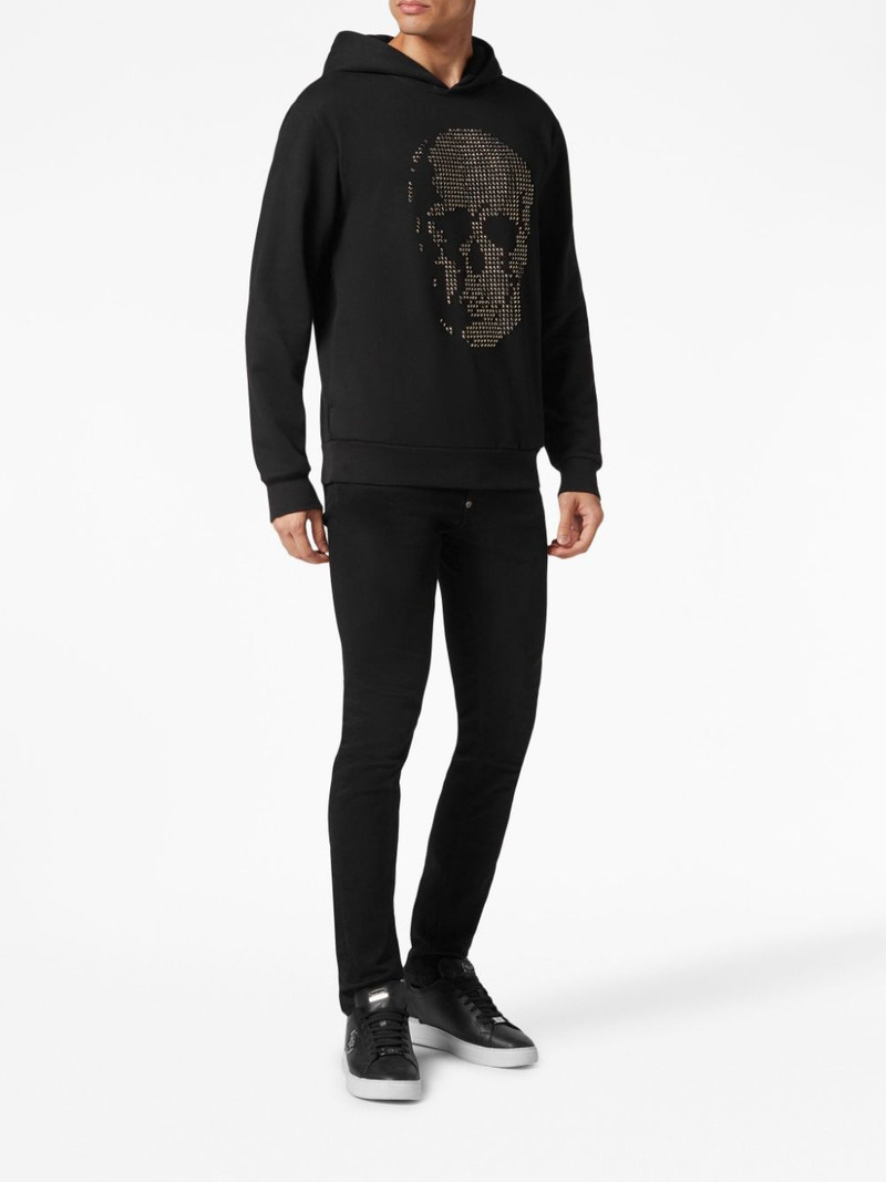 PHILIPP PLEIN logo-embroidered cotton hoodie outlook