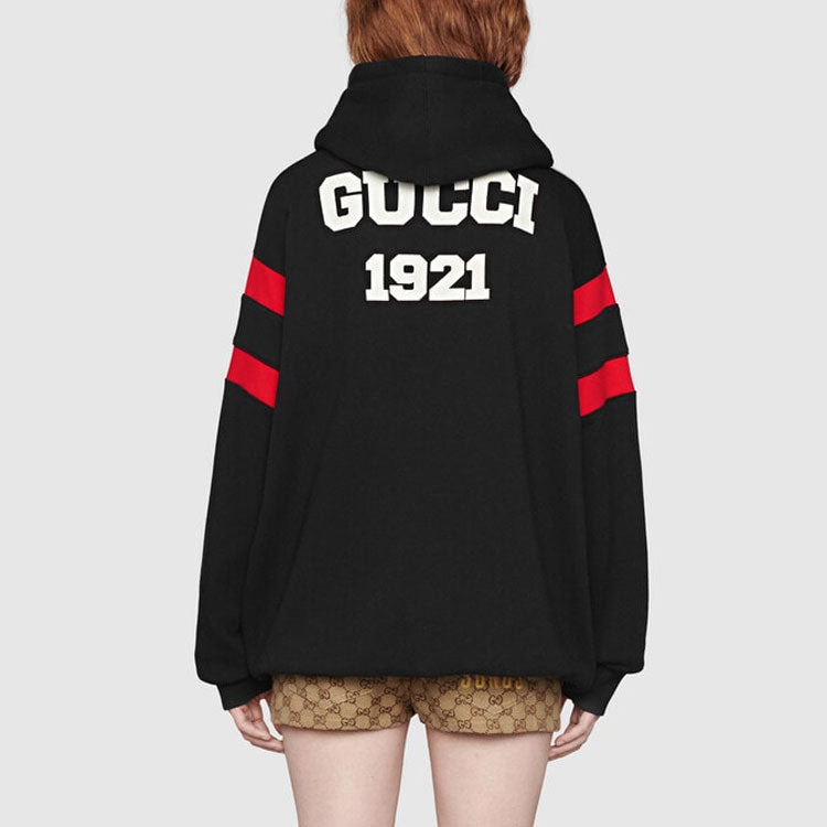 (WMNS) Gucci 100 Cotton Hoodie 'Black' 660282-XJDW6-1152 - 5
