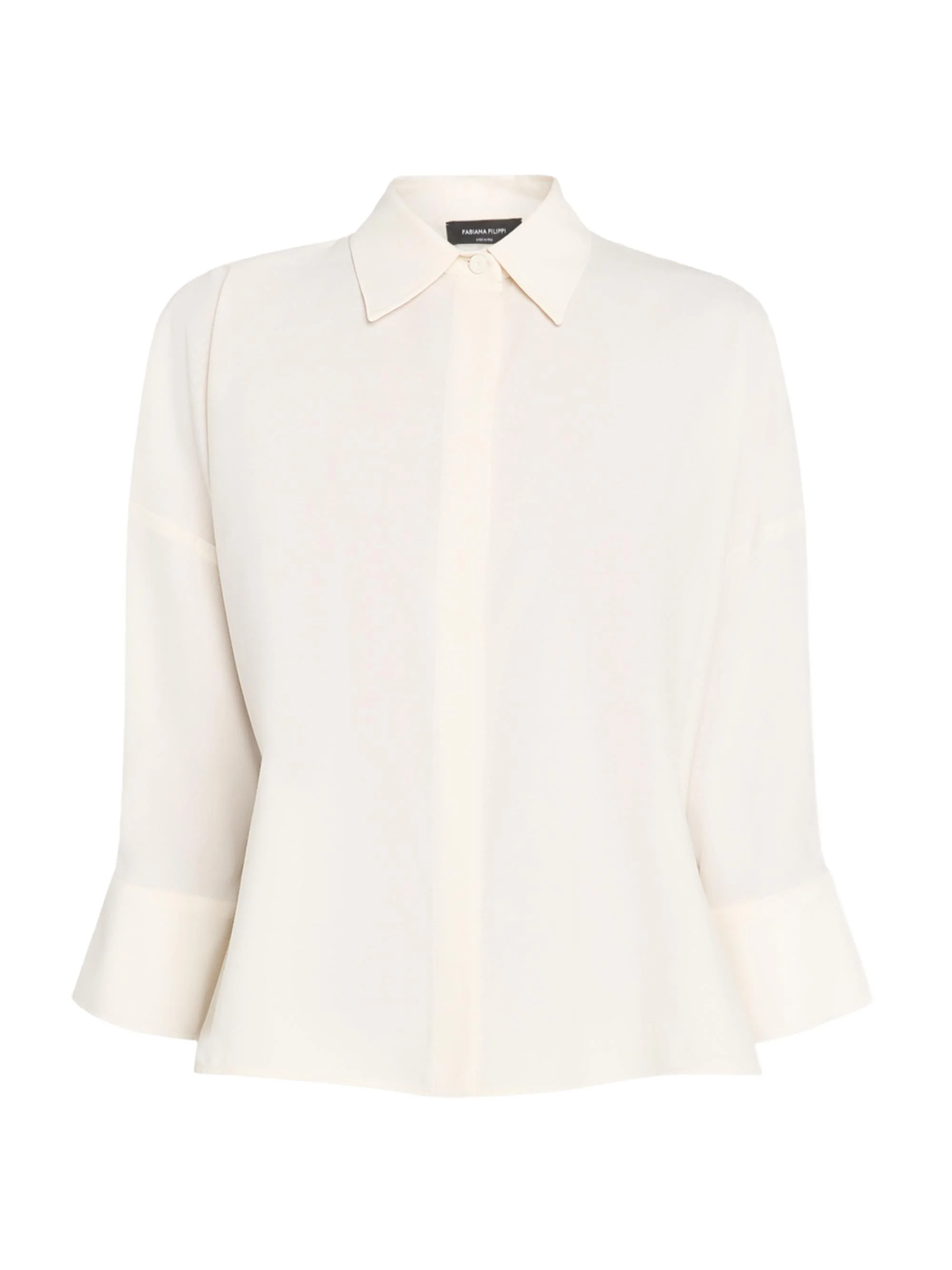 Women's Bistretch Wool Tulle-Trim Button-Front Shirt - Burro - 1