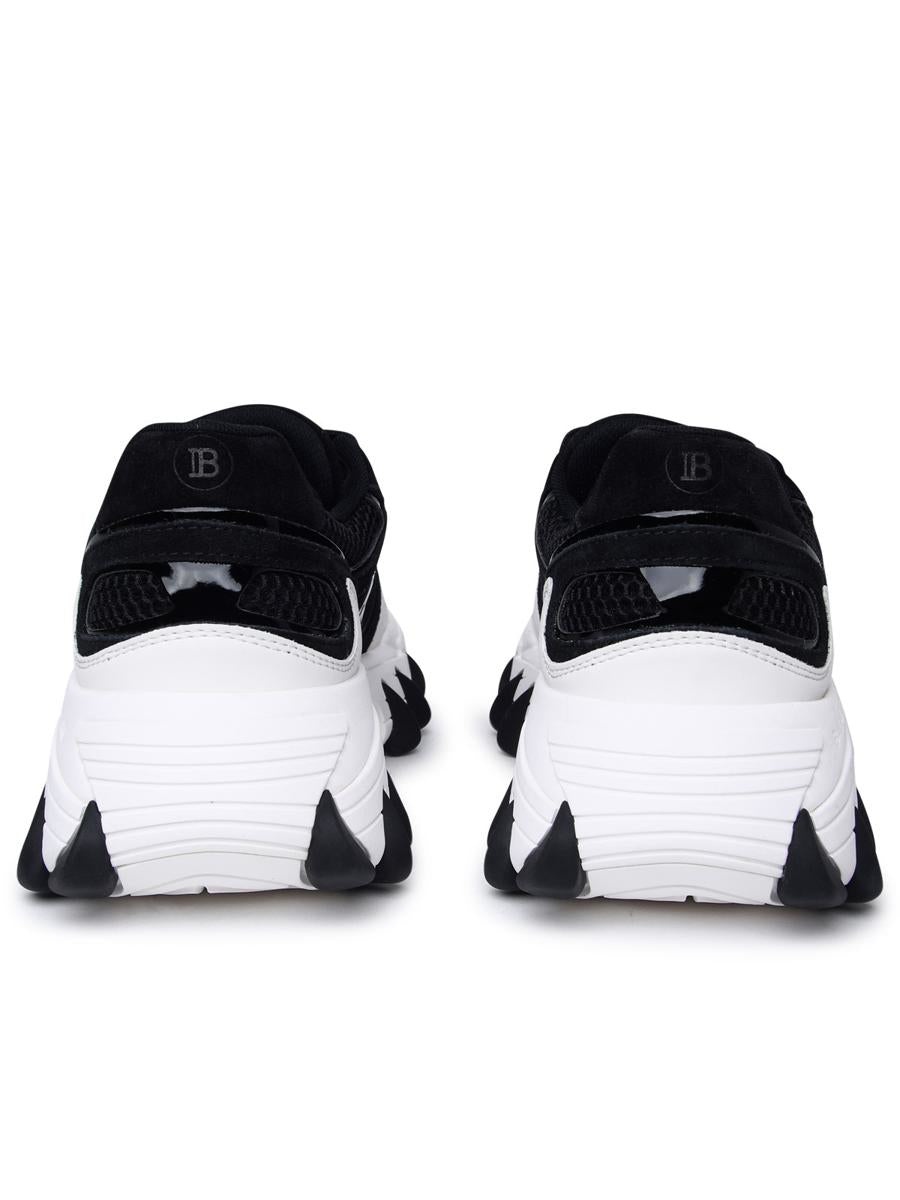 BALMAIN BLACK LEATHER BLEND SNEAKERS - 4