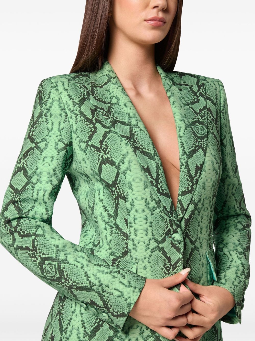 python-print satin blazer - 5