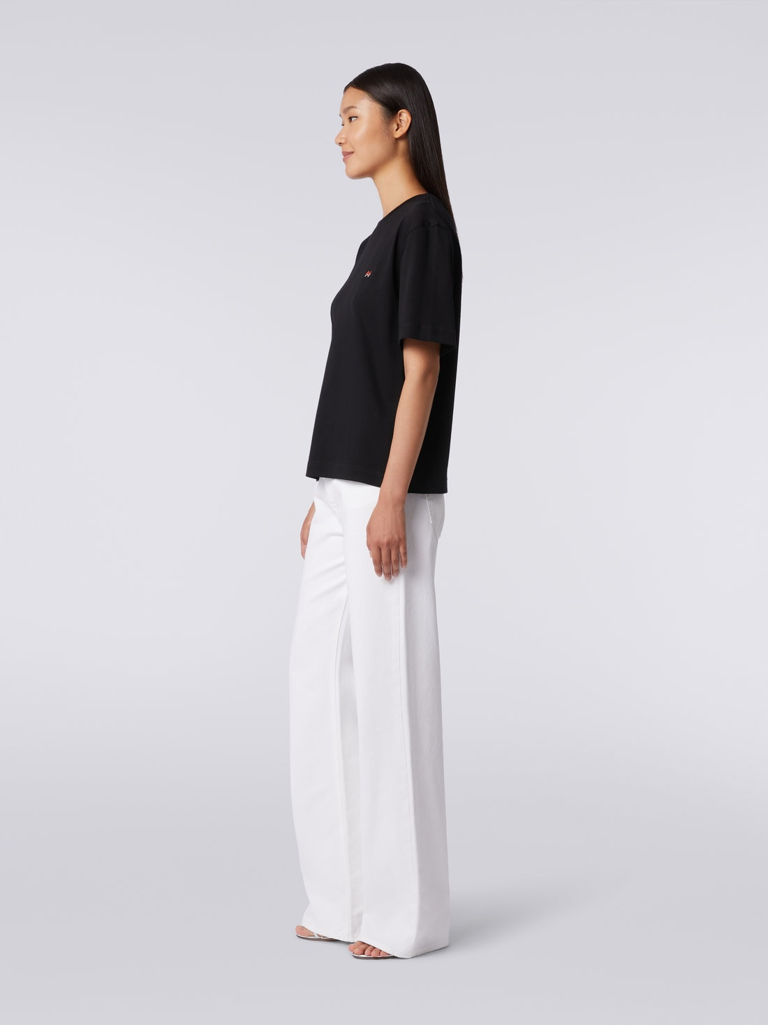 Crew-neck cotton T-shirt with embroidery and logo - 3