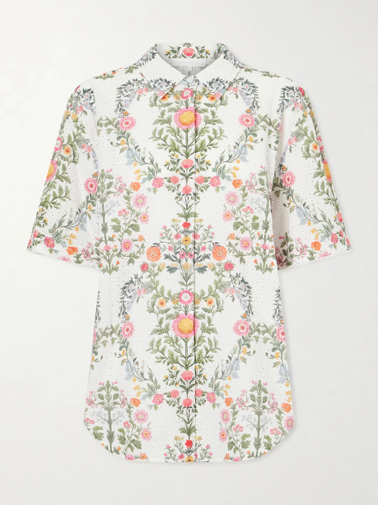 Akari Printed Broderie Anglaise Cotton Shirt - 1