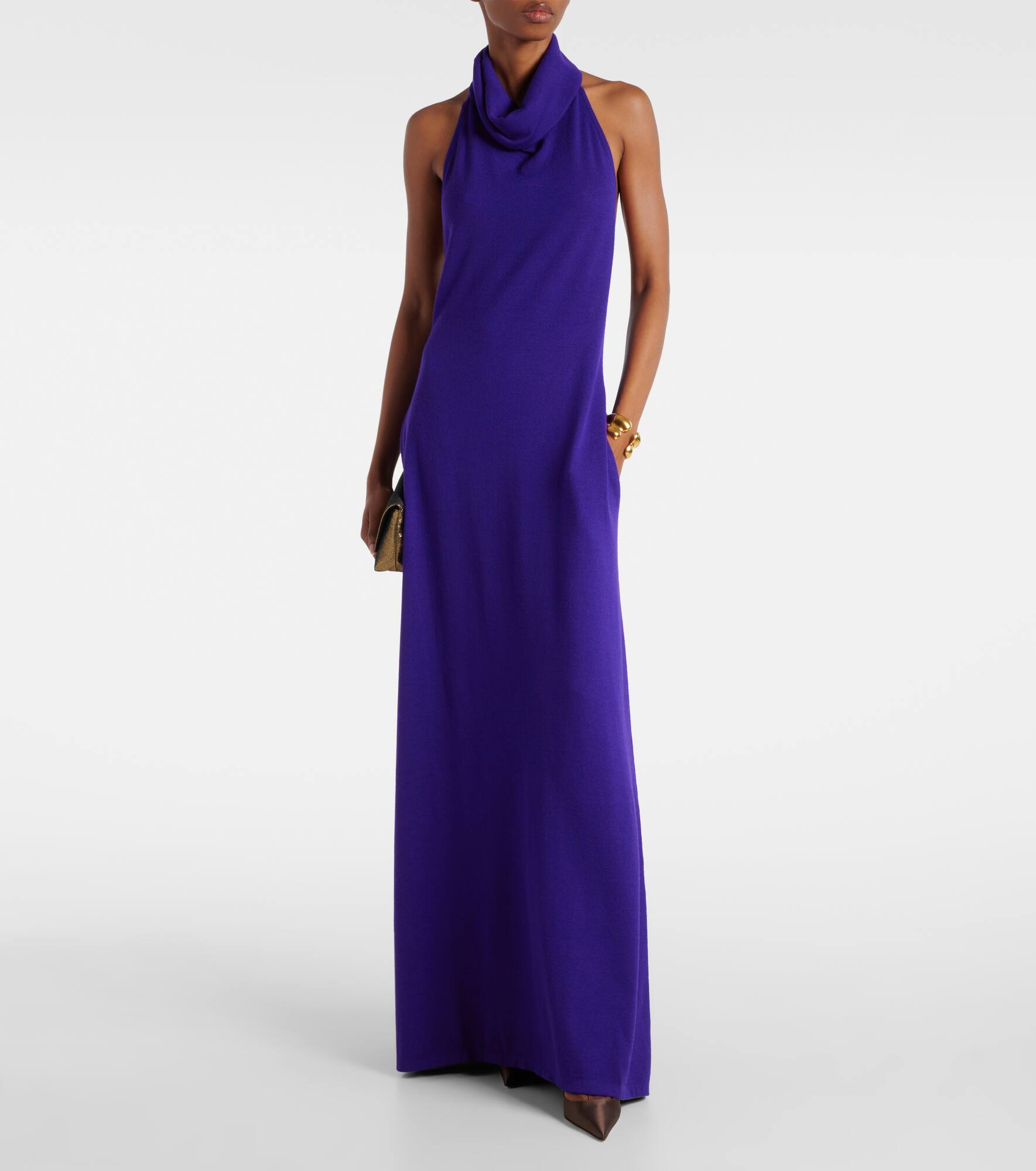 Halterneck cashmere-blend gown - 2