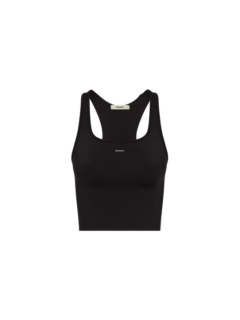 Women's Plant-Stretch Compressive Ribbed Tank Top - Black 1