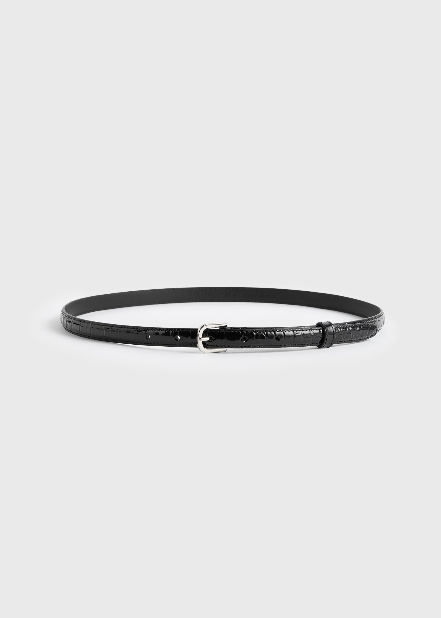 Thin croco-embossed belt black - 4