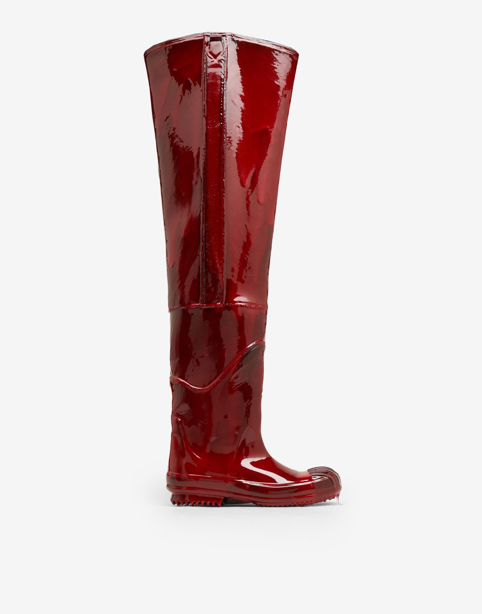 Rubber leather thigh-high boots - 1