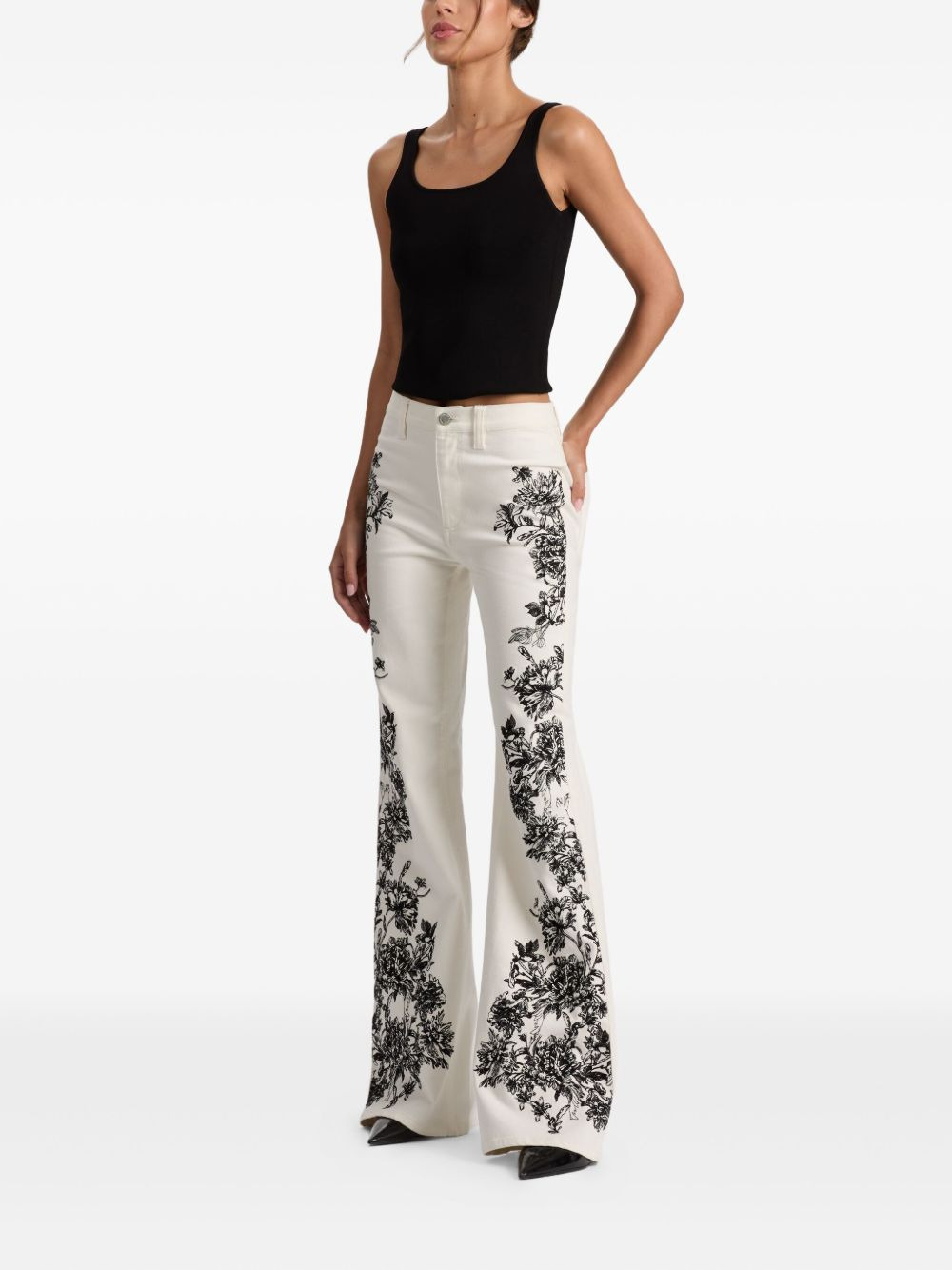 floral-print flared trousers - 3