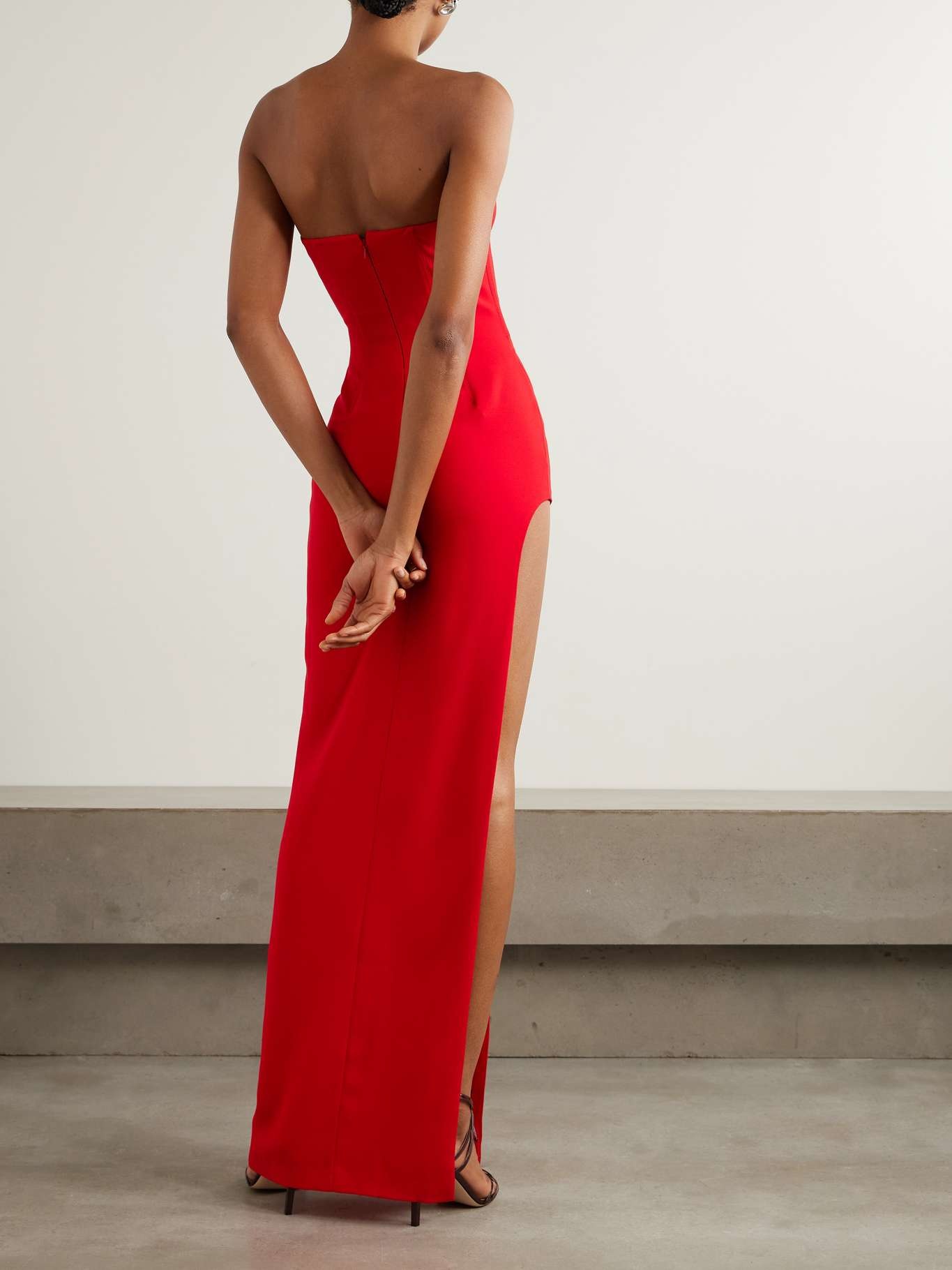 Strapless crepe gown Red - 3