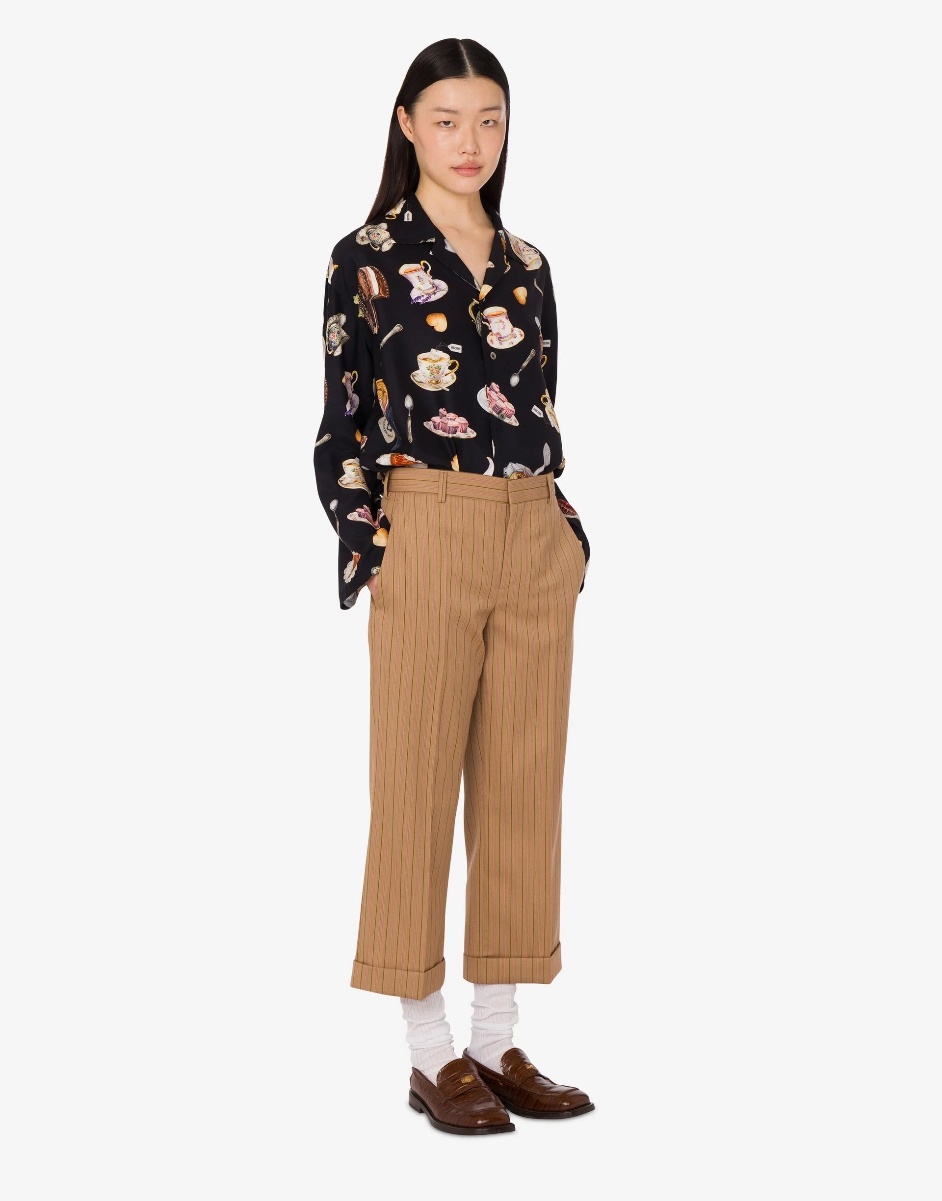 PRINTED SILK SATIN SHIRT - 1