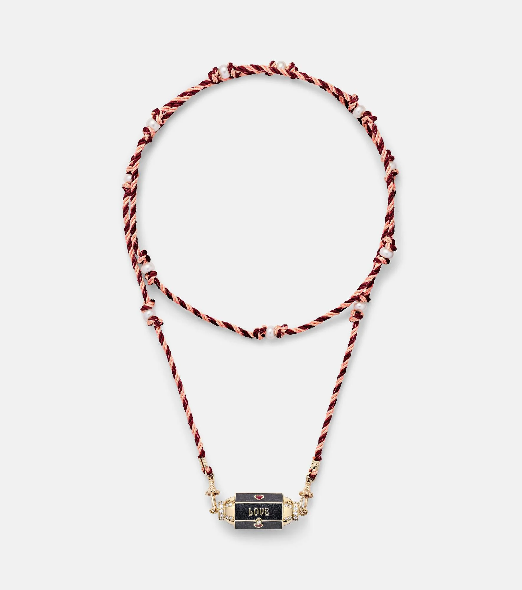 Love Is Blind 18kt gold locket necklace with gemstones - 1