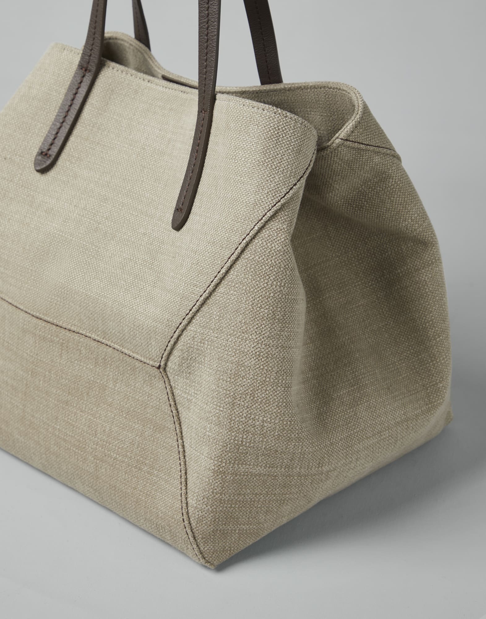 Cotton and linen canvas shopper bag with monili - 3
