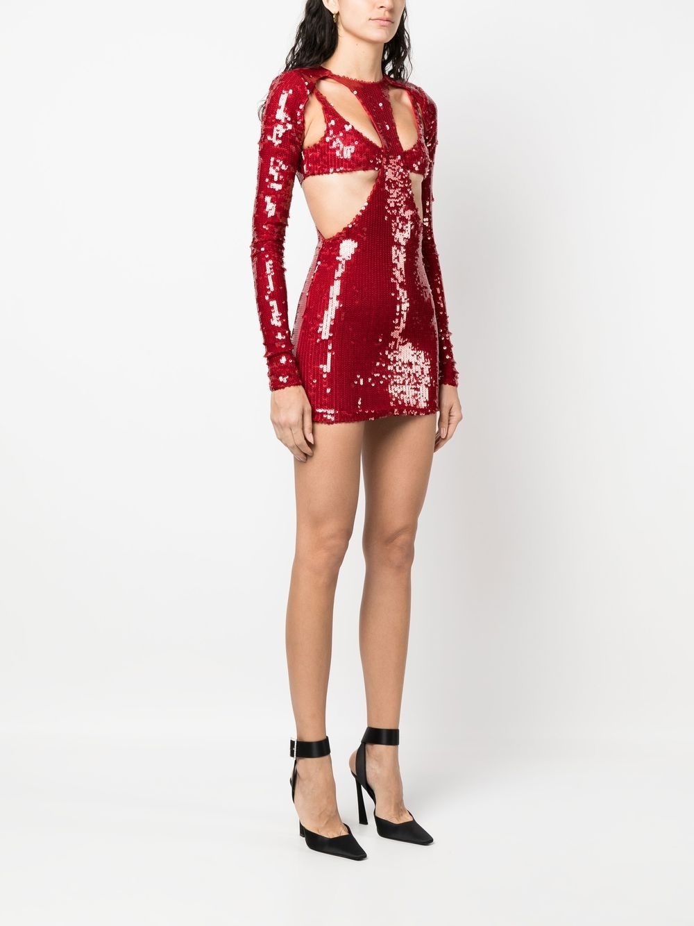 sequinned cut-out minidress - 3