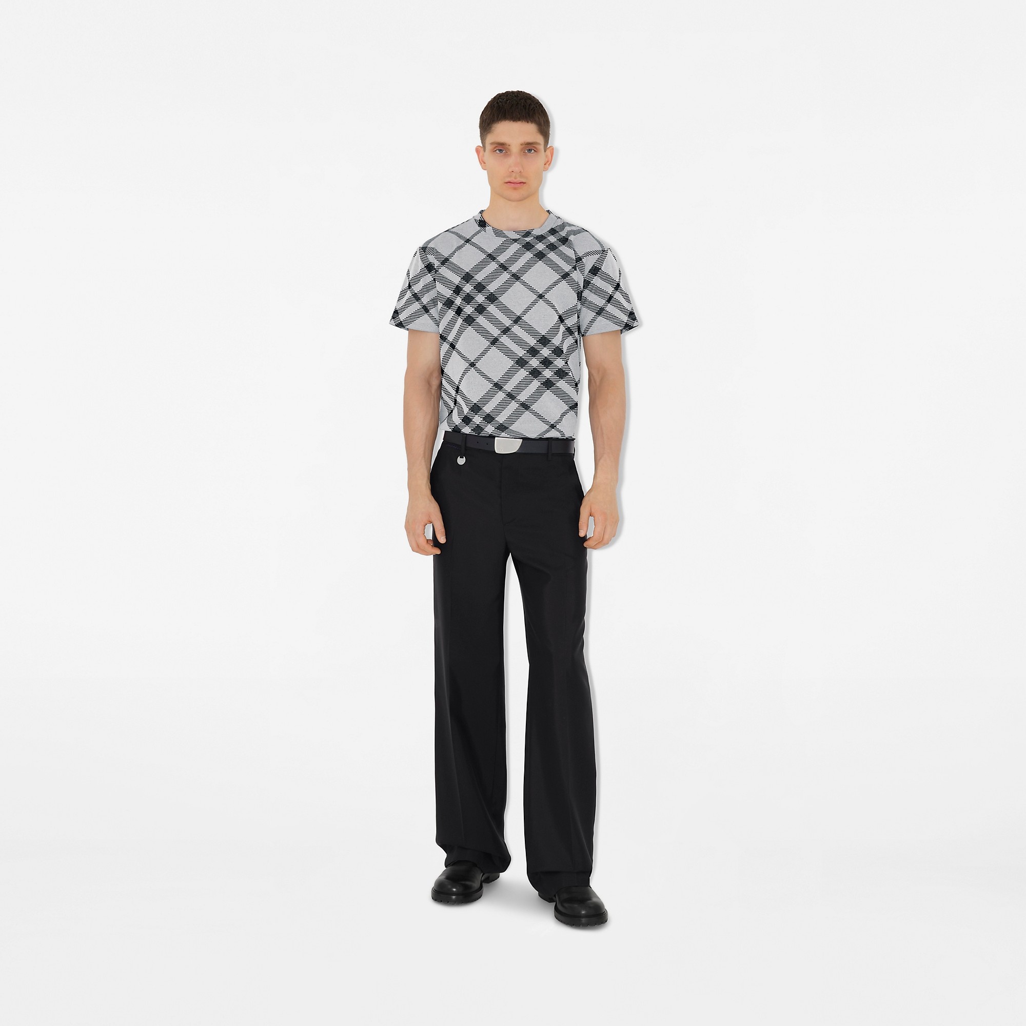Check Cotton Blend T-shirt - 2