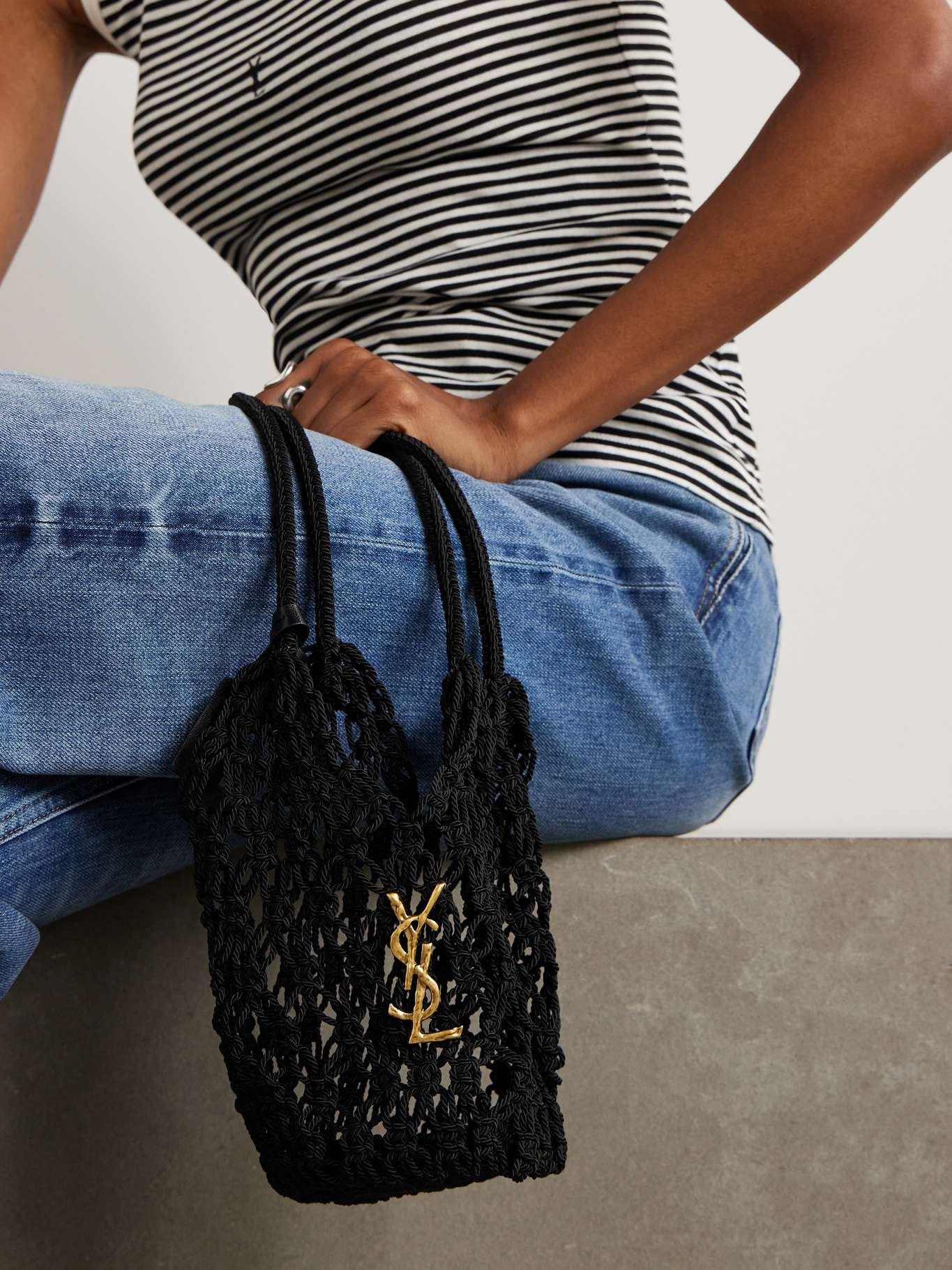 Woven cord shoulder bag Black - 2