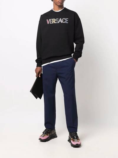 VERSACE embroidered logo cotton sweatshirt outlook