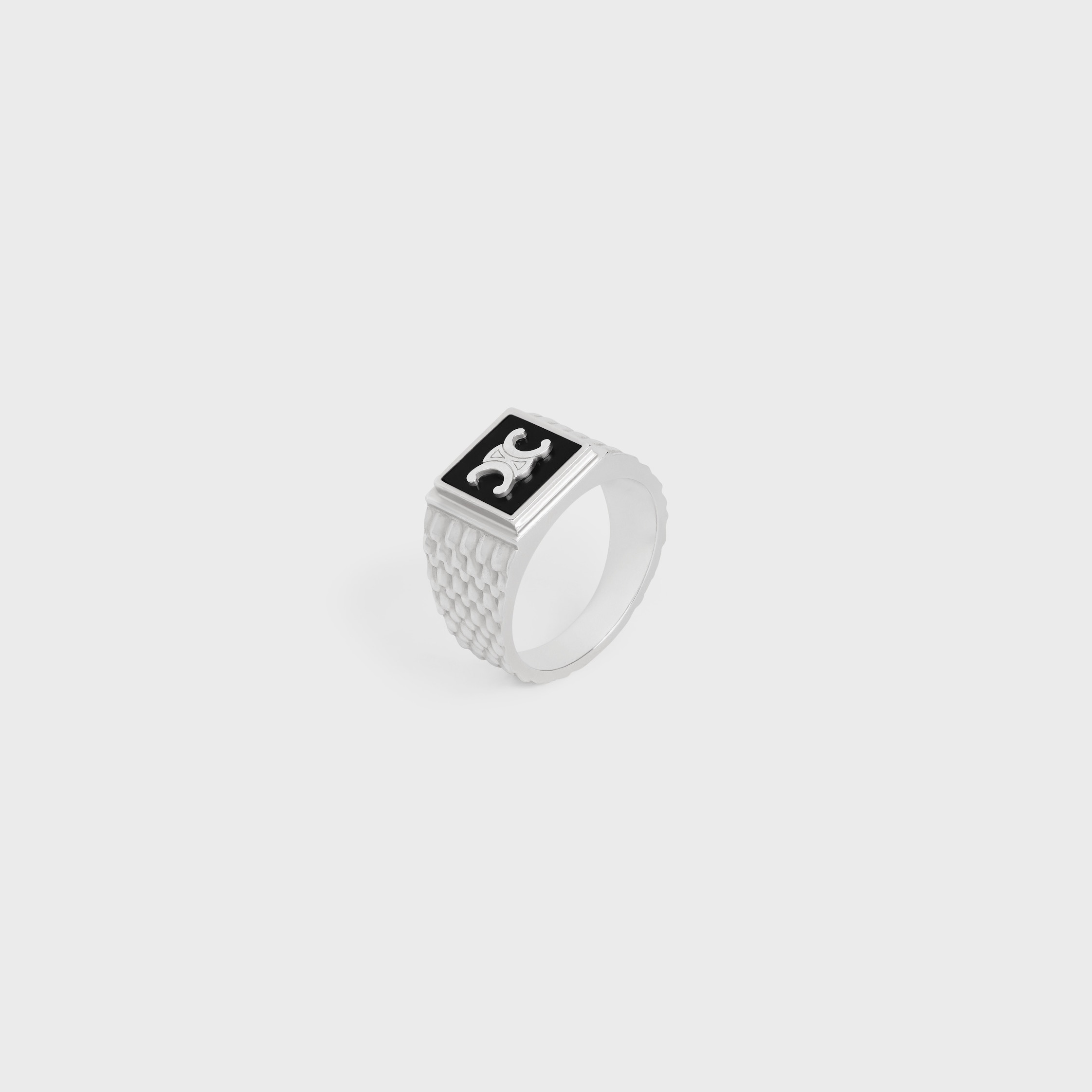 Triomphe Python Signet Ring in Onyx and Sterling Silver with Rhodium finish - 2