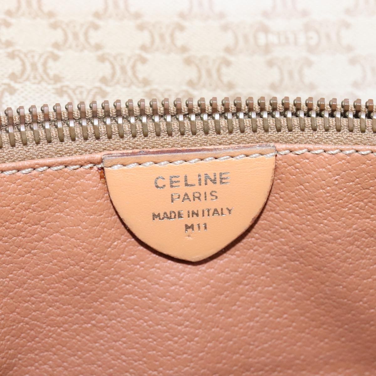 CELINE Macadam Canvas Shoulder Bag Pvc Leather Beige - 12