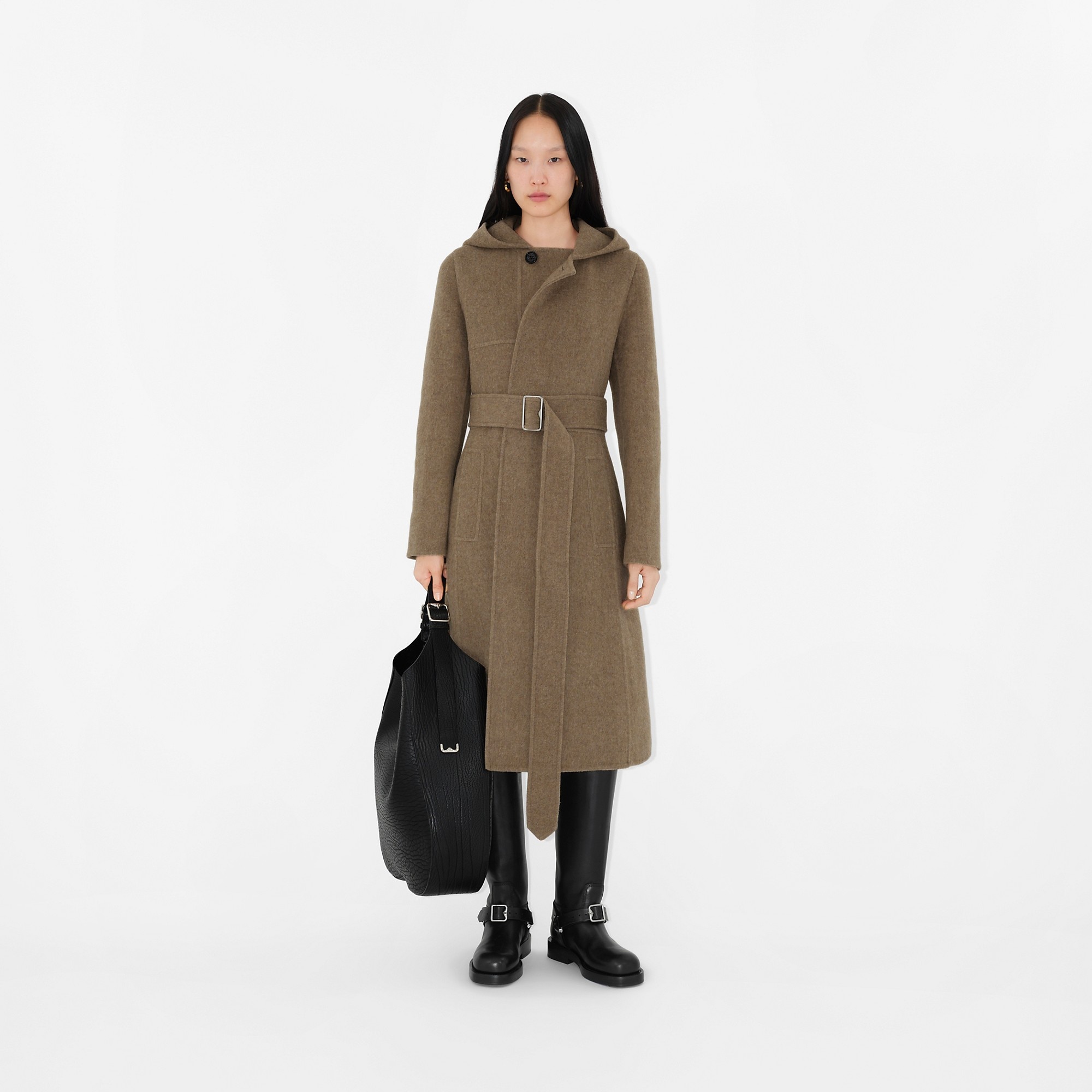 Wool Cashmere Hooded Coat - 2