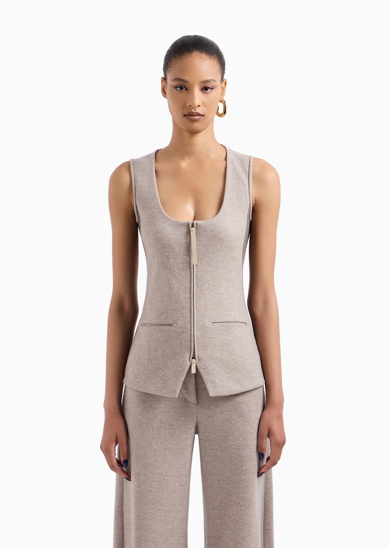 Single-breasted cashmere double cloth waistcoat - 2