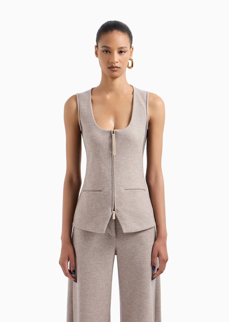 Single-breasted cashmere double cloth waistcoat 2