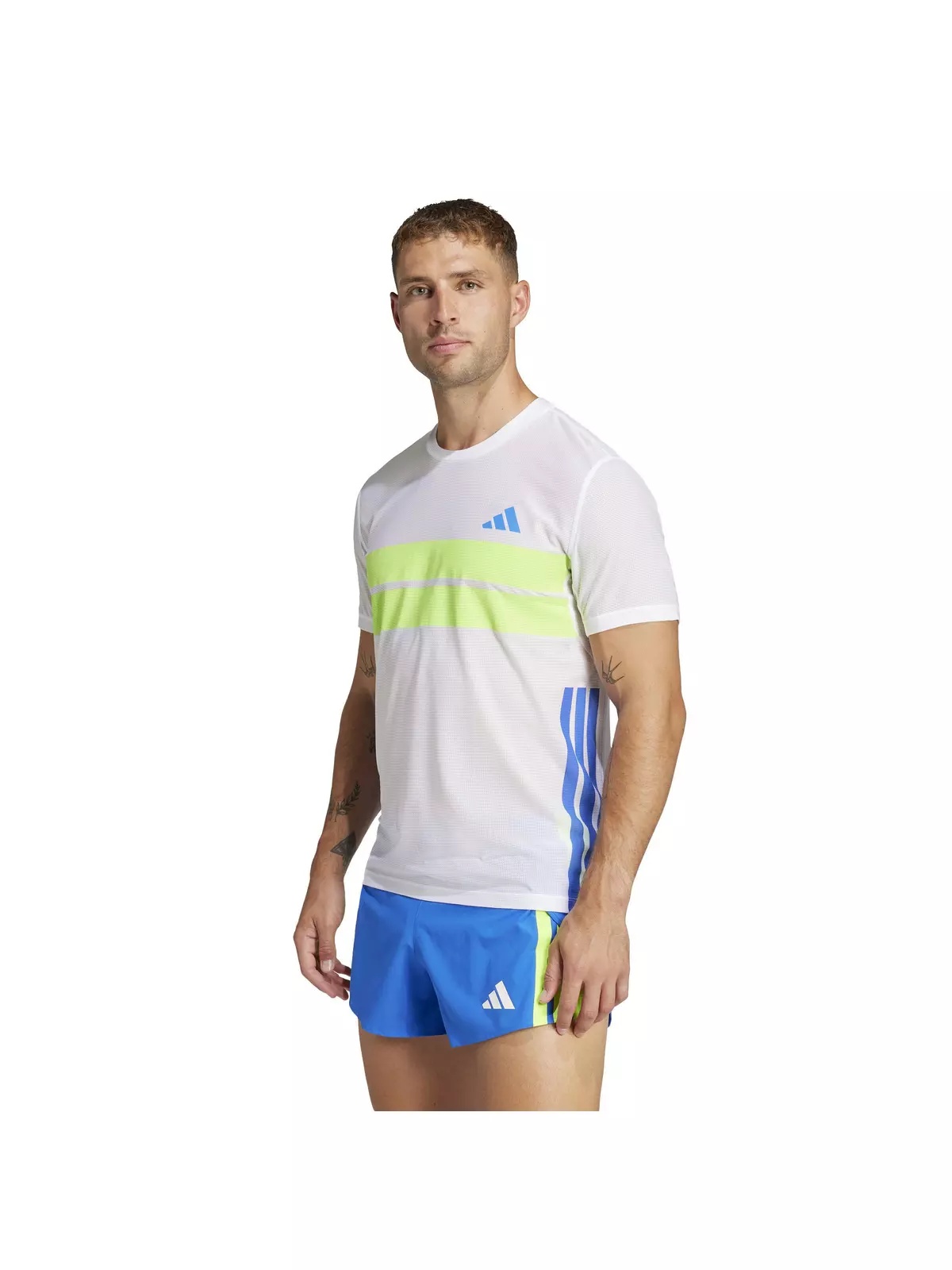 Men's Adizero Retro Running Tee -White/Blue - 1