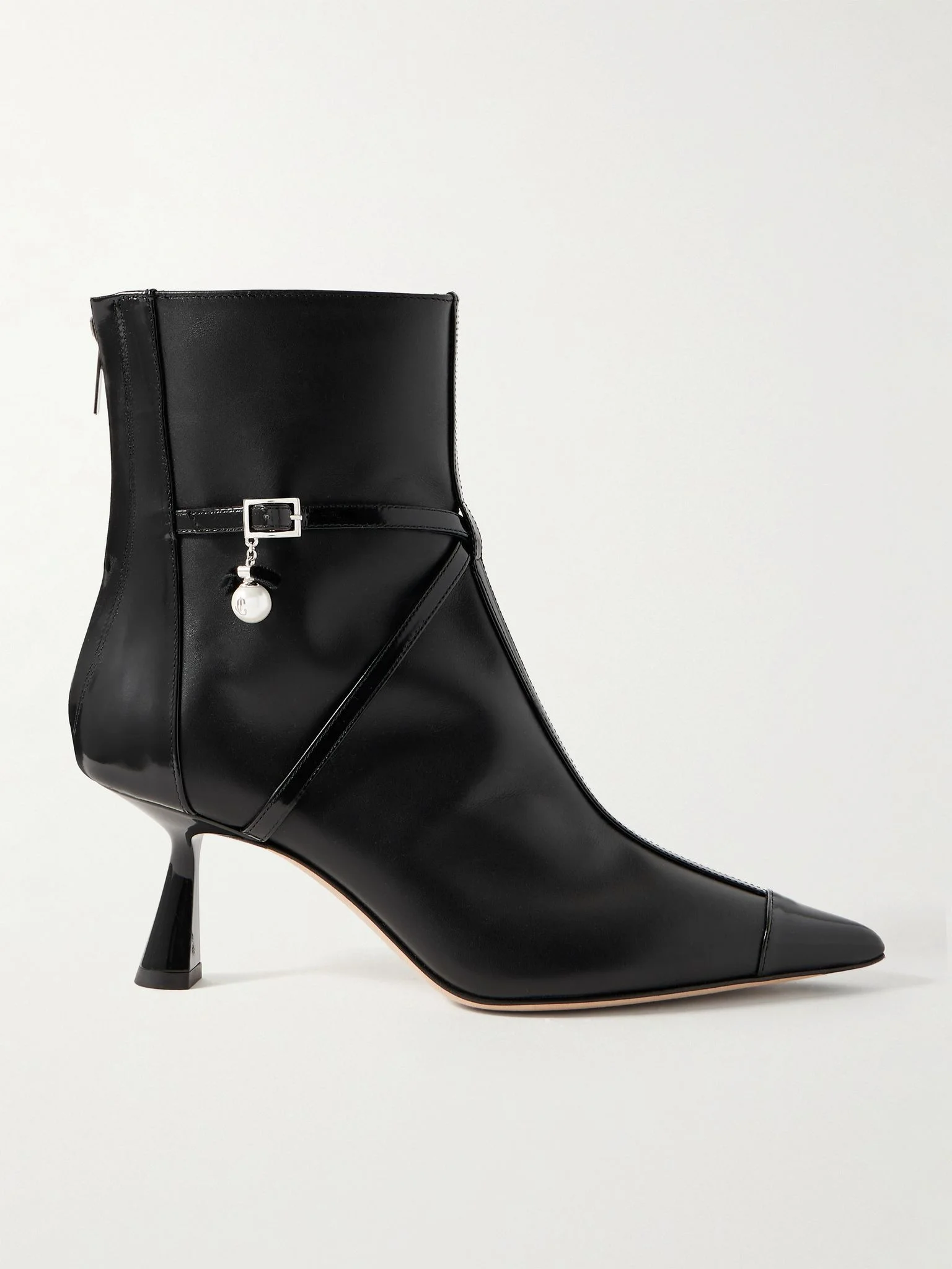 Aren 65 embellished paneled leather ankle boots Black - 1
