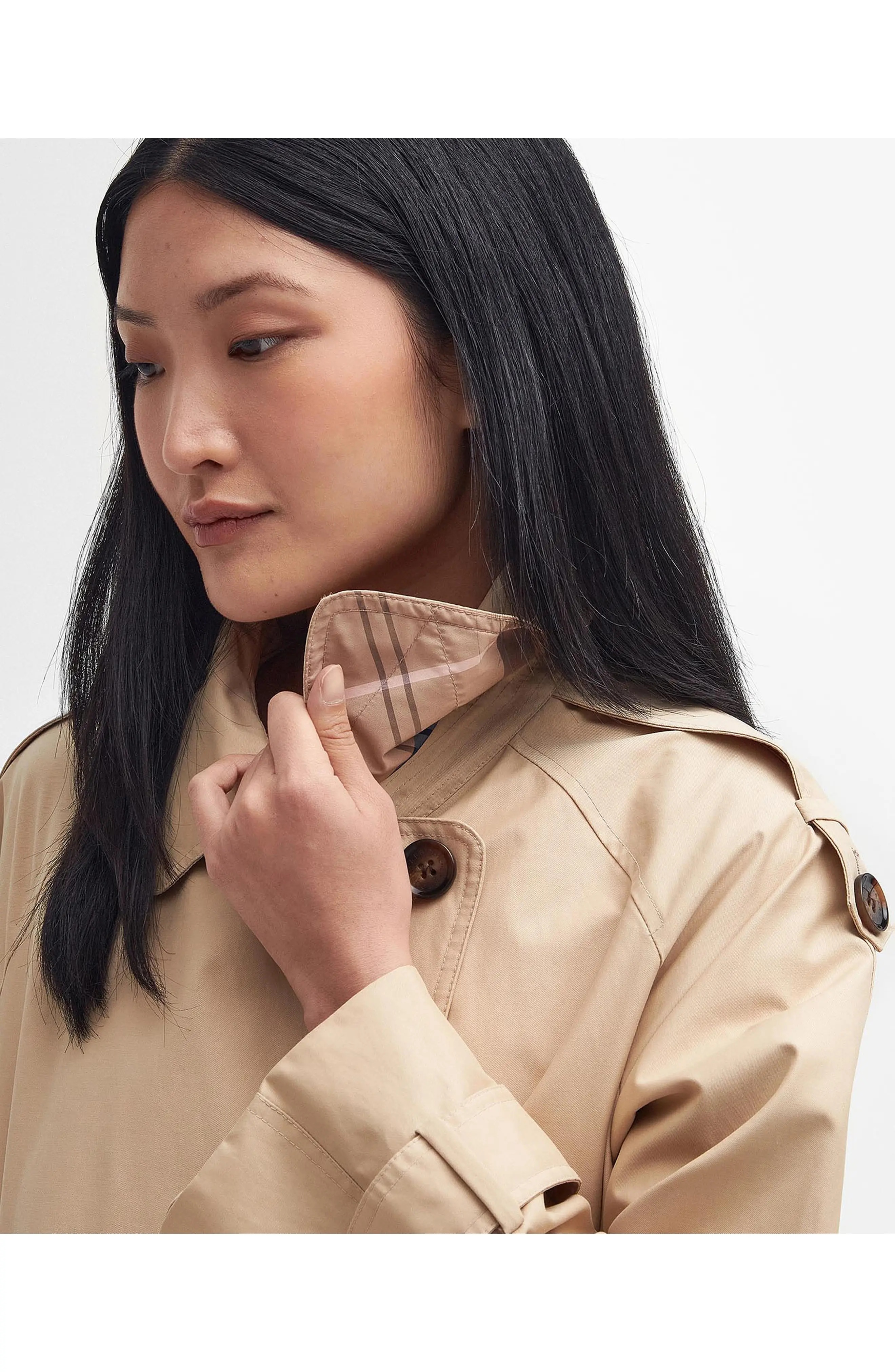 Annie Water Resistant Trench Jacket in Safari/Primrose Hessian - 3
