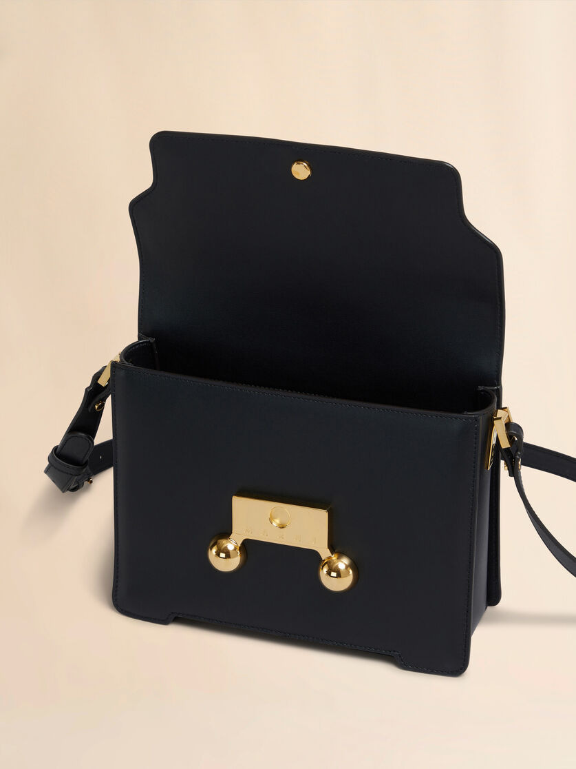 BLACK LEATHER TRUNKAROO MEDIUM SHOULDER BAG - 3