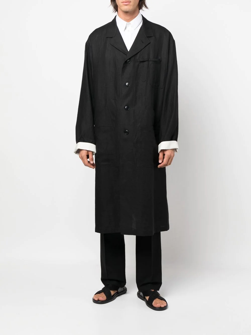 single-breasted button-fastening coat - 2