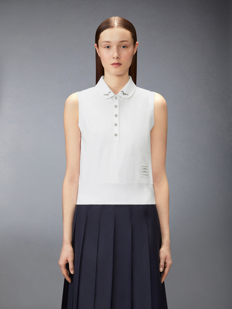 Thom Browne JERSEY EMBROIDERY SLEEVELESS POLO outlook