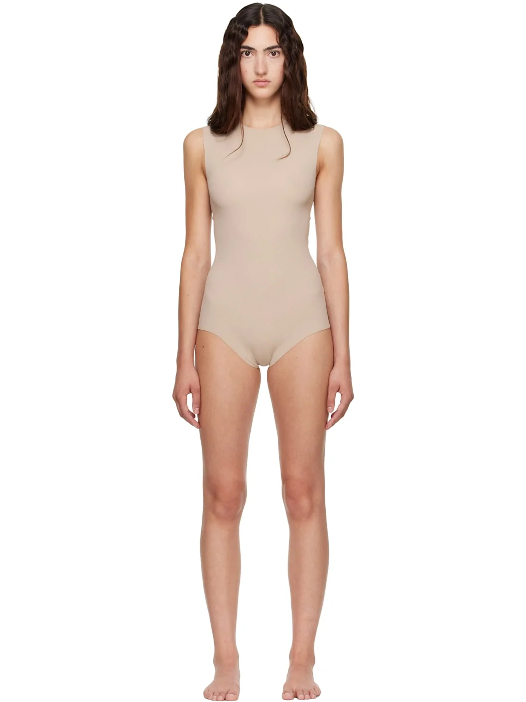 Beige Sleeveless Bodysuit - 1