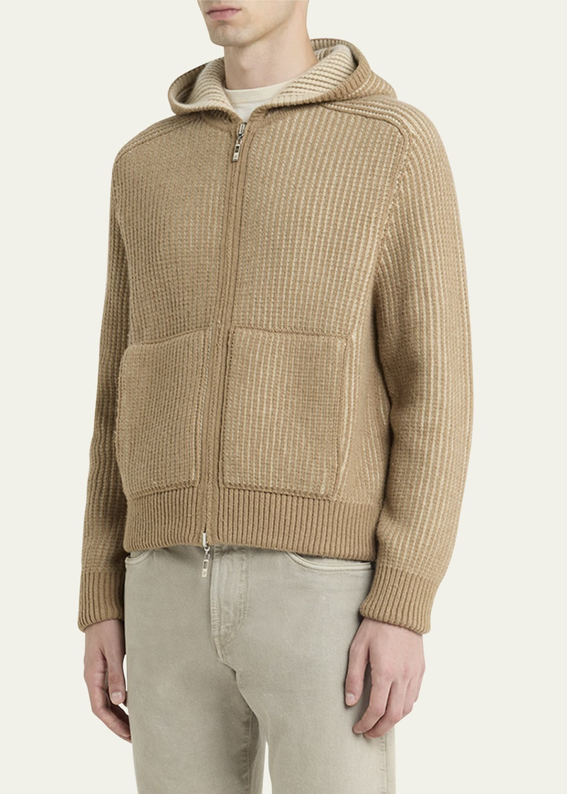 Men's Hooded Cashmere Bomber Sweater 4