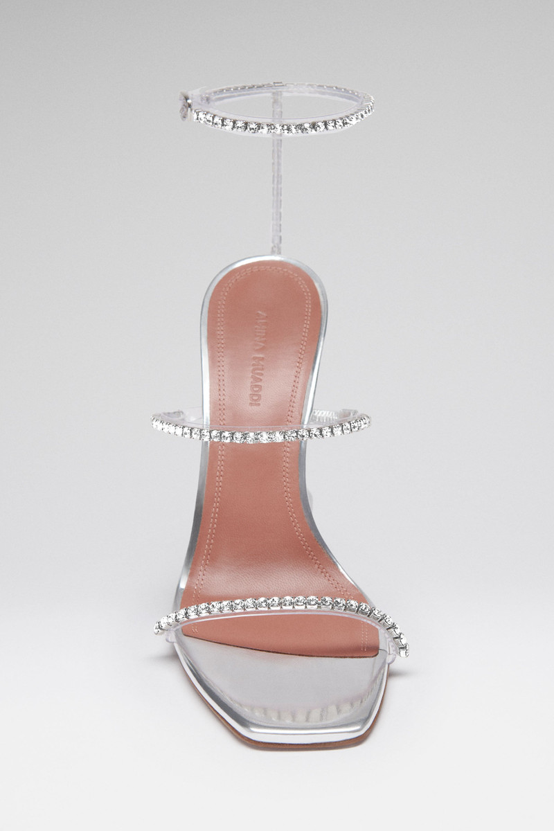 Amina Muaddi GILDA GLASS SANDAL TRANSPARENT PVC AND WHITE CRYSTALS outlook