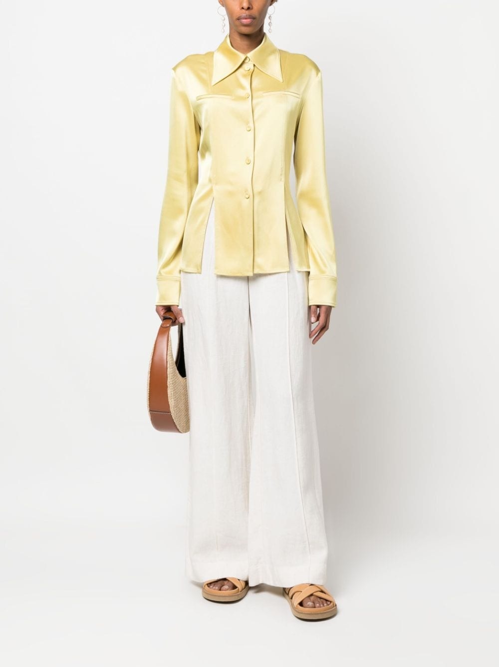 oversize-collar long-sleeve shirt - 2